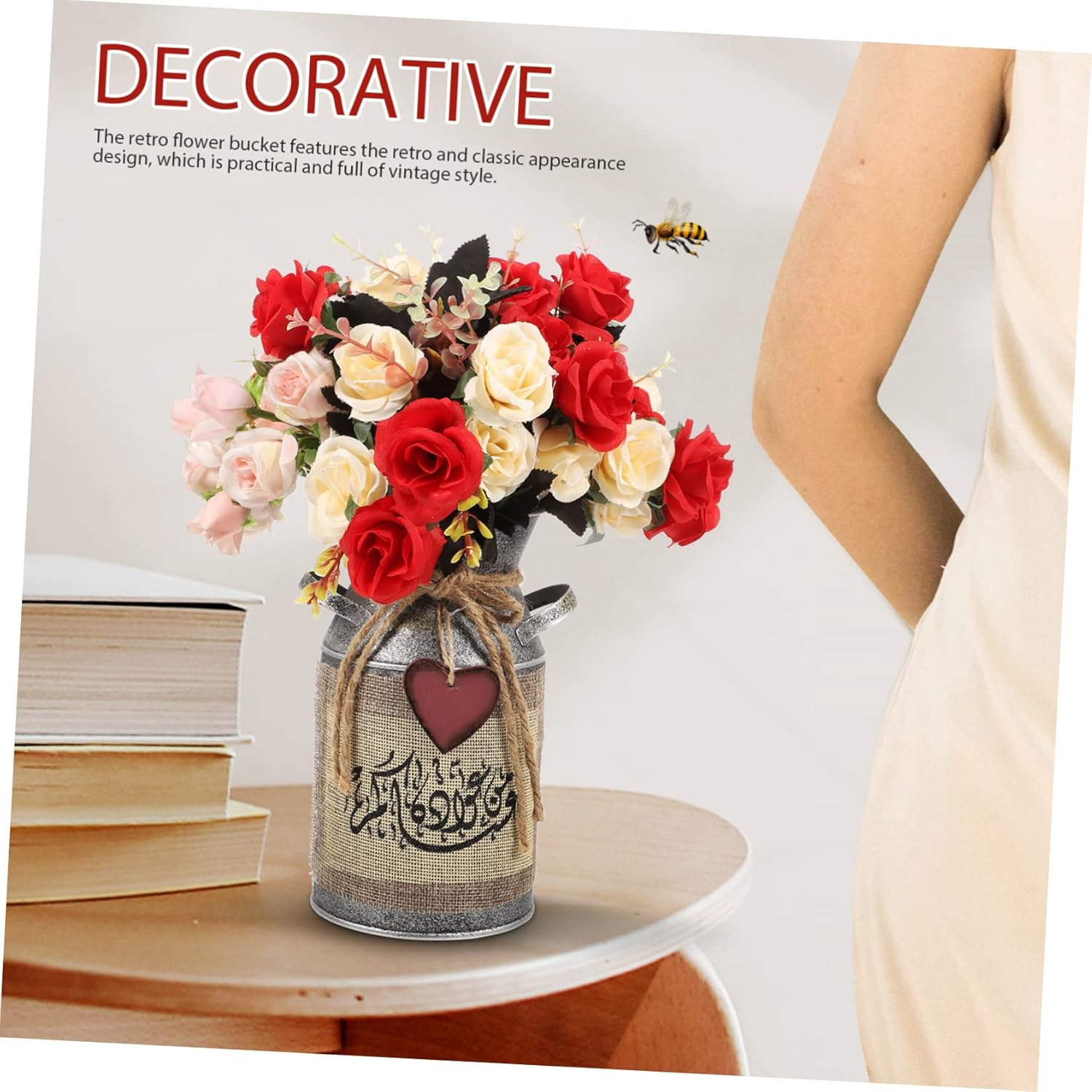 Retro Metal Flower Pot Vintage Decor for Farmhouse Style