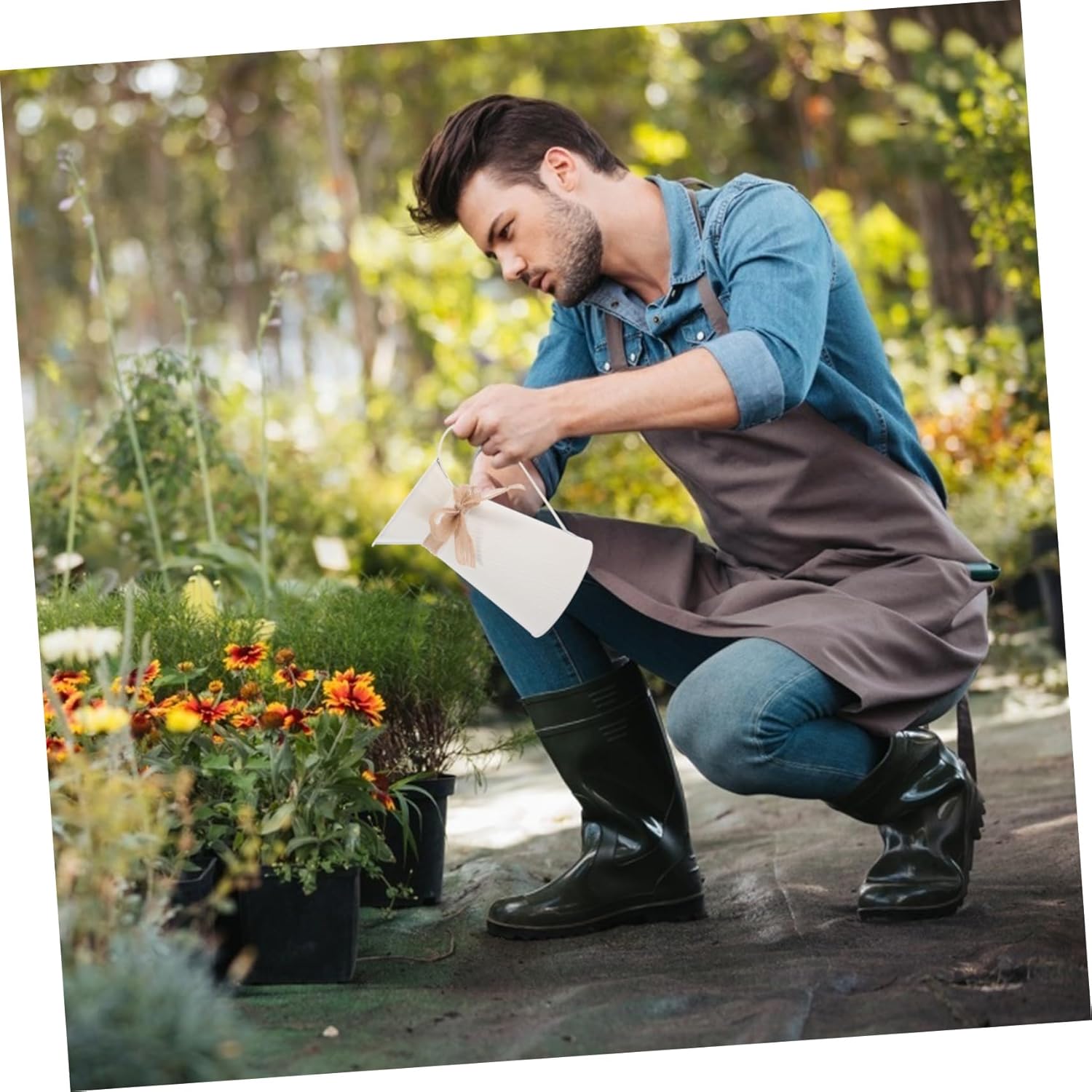 Vintage Iron Flower Bucket Vase Rustic Farmhouse Decorative Planter