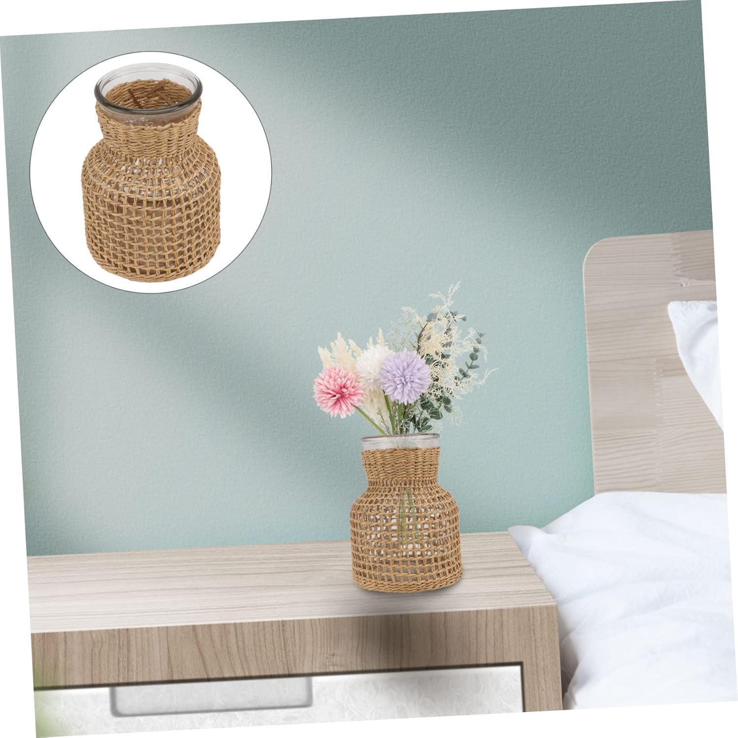 STOBAZA Luxury Grass Woven Flower Vase Natural Home Decor