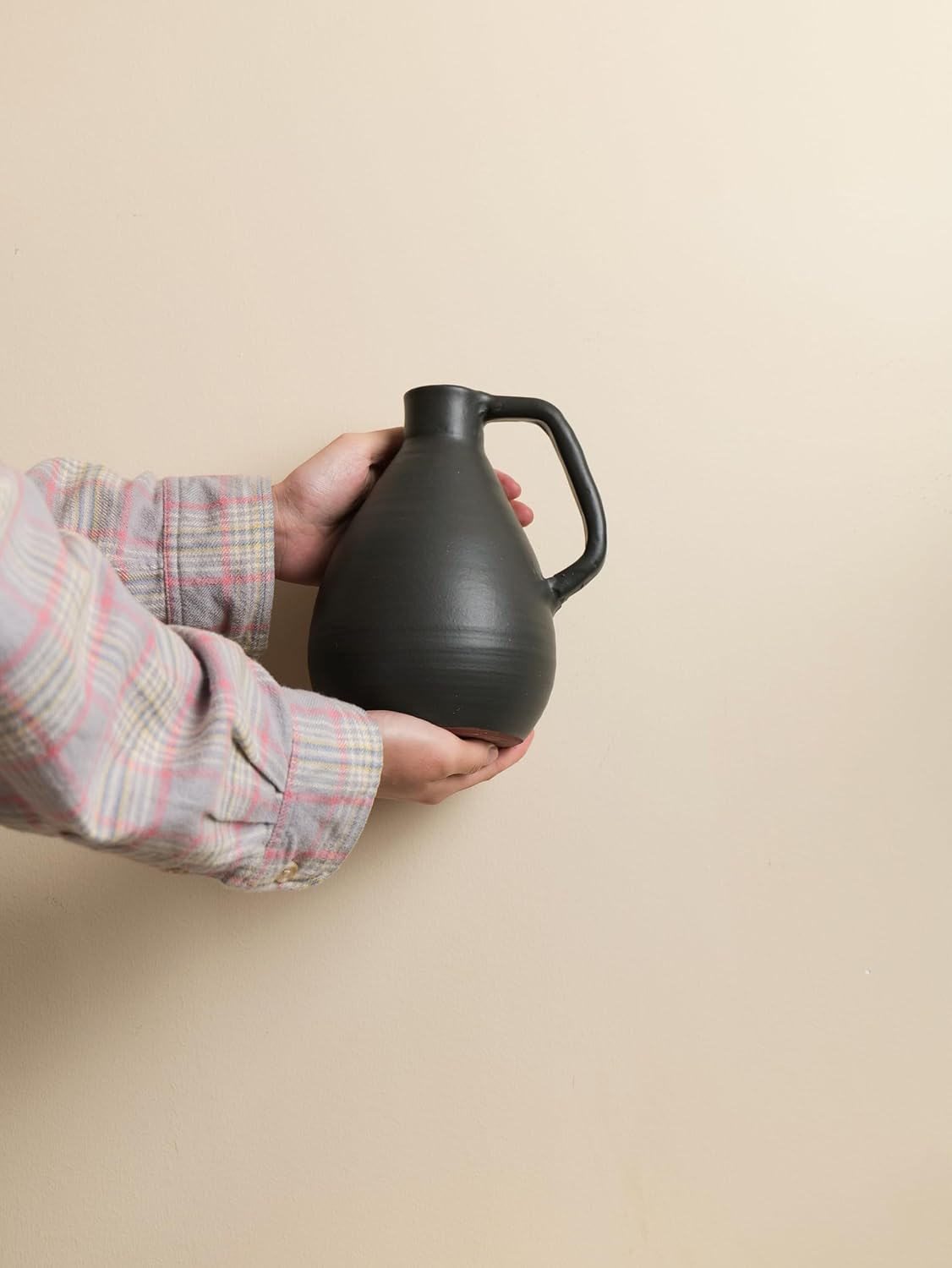 Matte Black Ceramic Pitcher with Handle