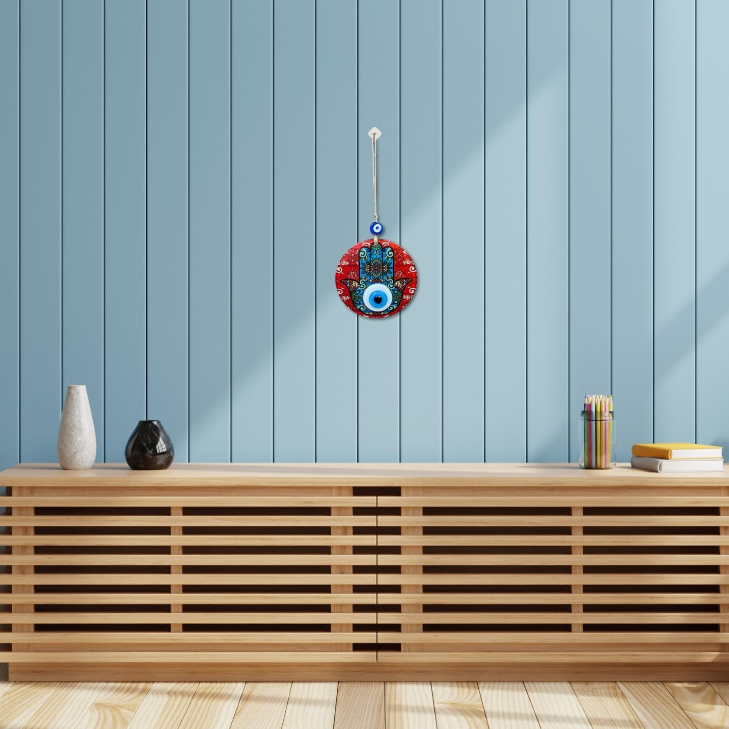 Fusion Hamsa Hand Hanging Decor with Evil Eye