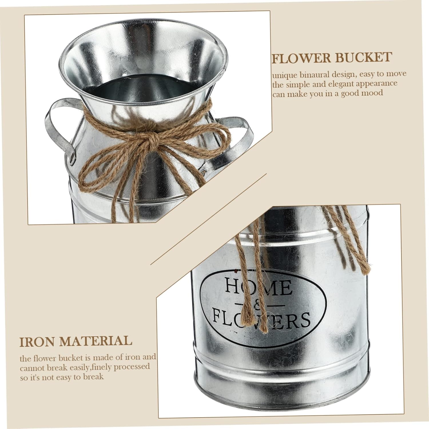 Vintage Iron Bucket Flower Pot for Home Decor