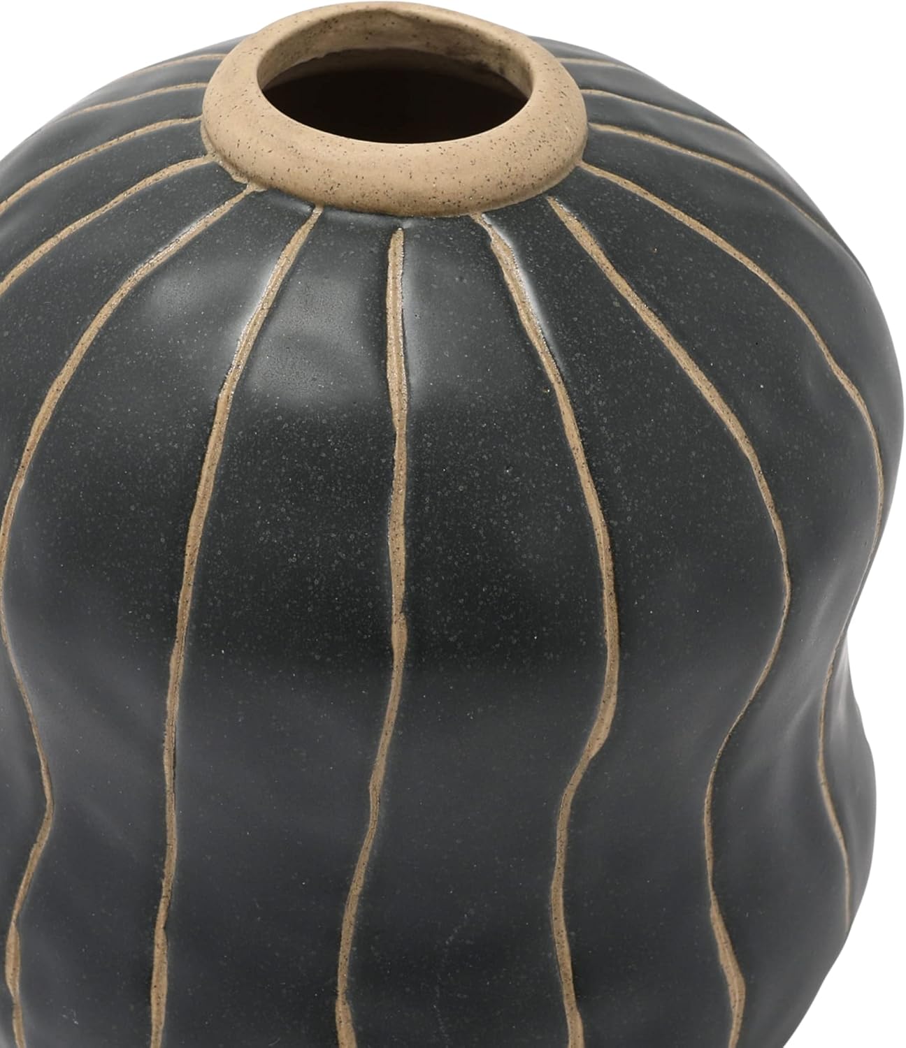 Creative Co Op Stoneware Vase Black Cream 5x5x6