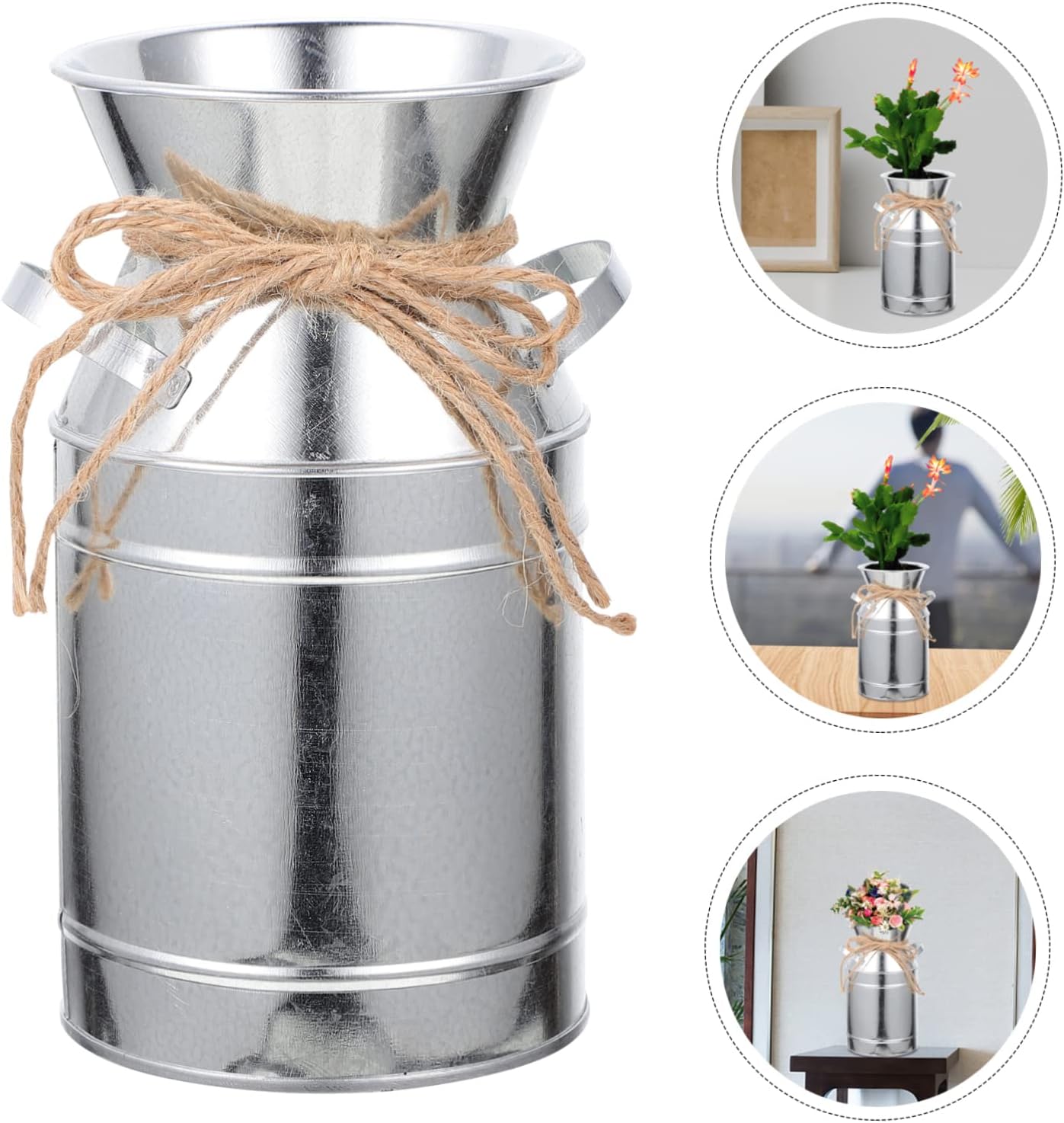 STOBAZA Rustic Metal Flower Vase Vintage Milk Jug Decor