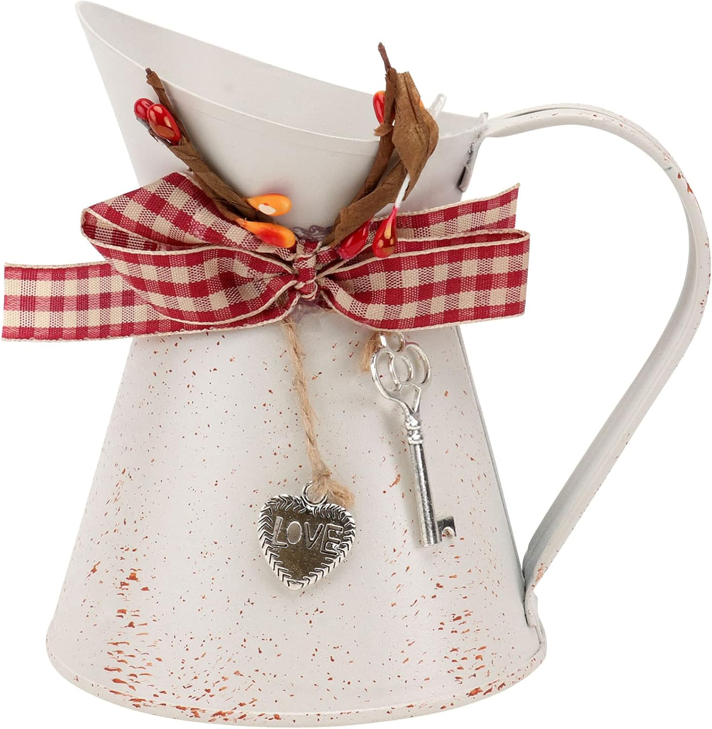 Happyyami Rustic Metal Vase with Handle