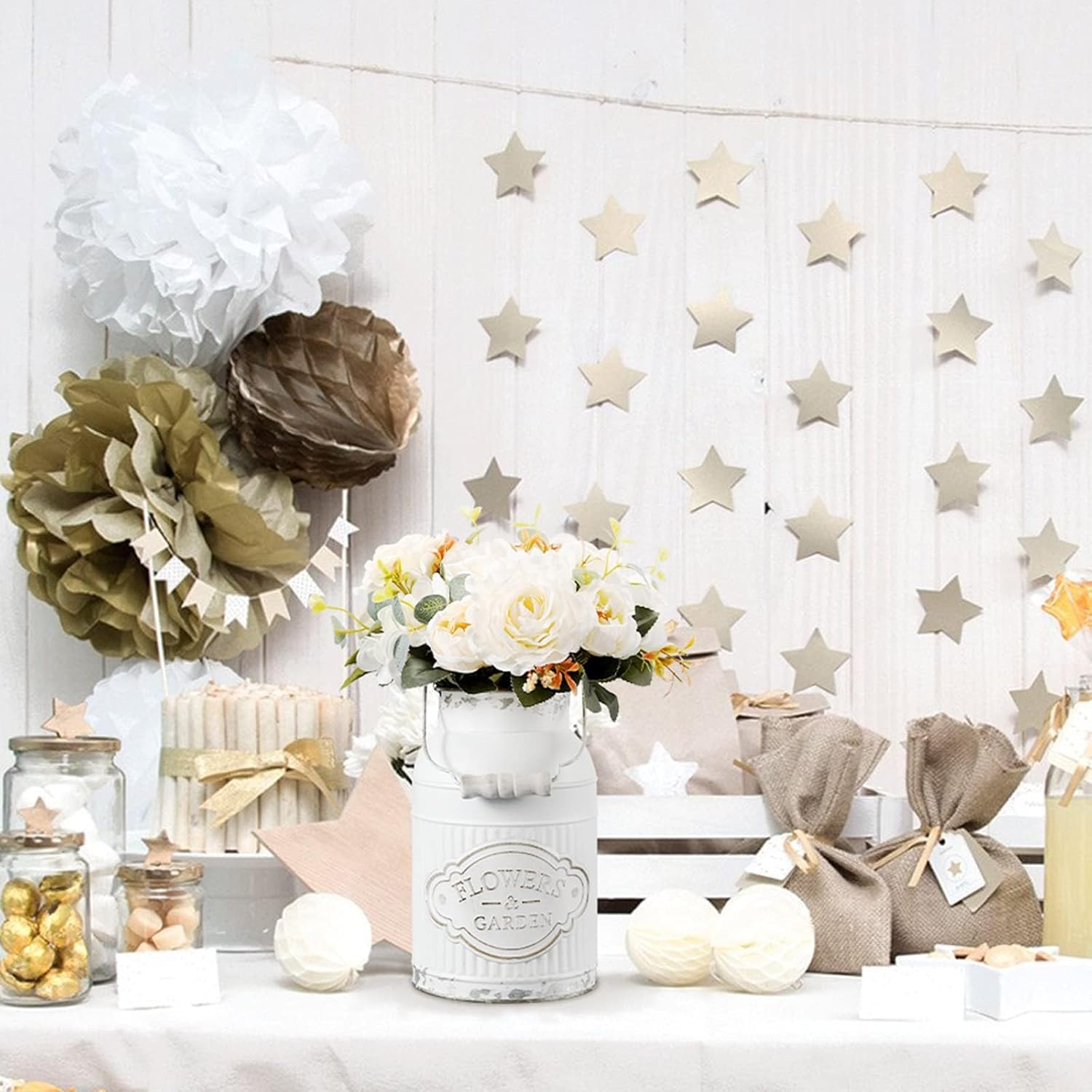 Rustic Farmhouse Style Metal Flower Vase Decor