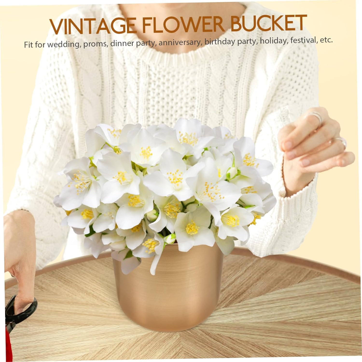 STOBAZA Vintage Rustic Flower Vase Bucket Planter Decor