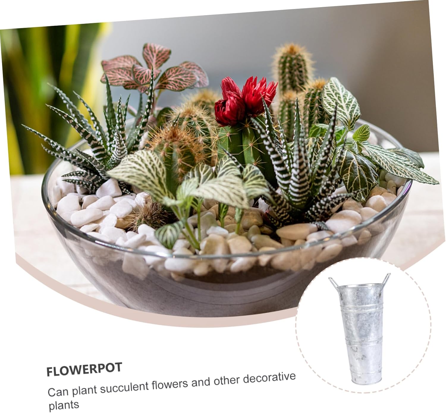 DECHOUS 2 Pcs Vintage Iron Flower Bucket Decor Vase