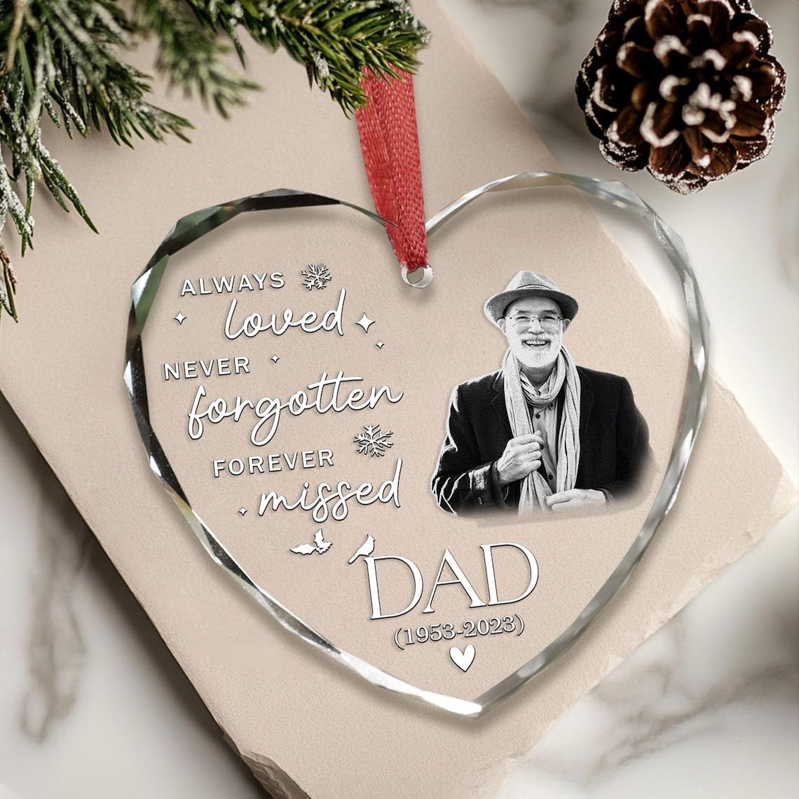 Custom Photo Memorial Christmas Ornament - Mom Loss Dad Memorial Personal Memory Keepsake