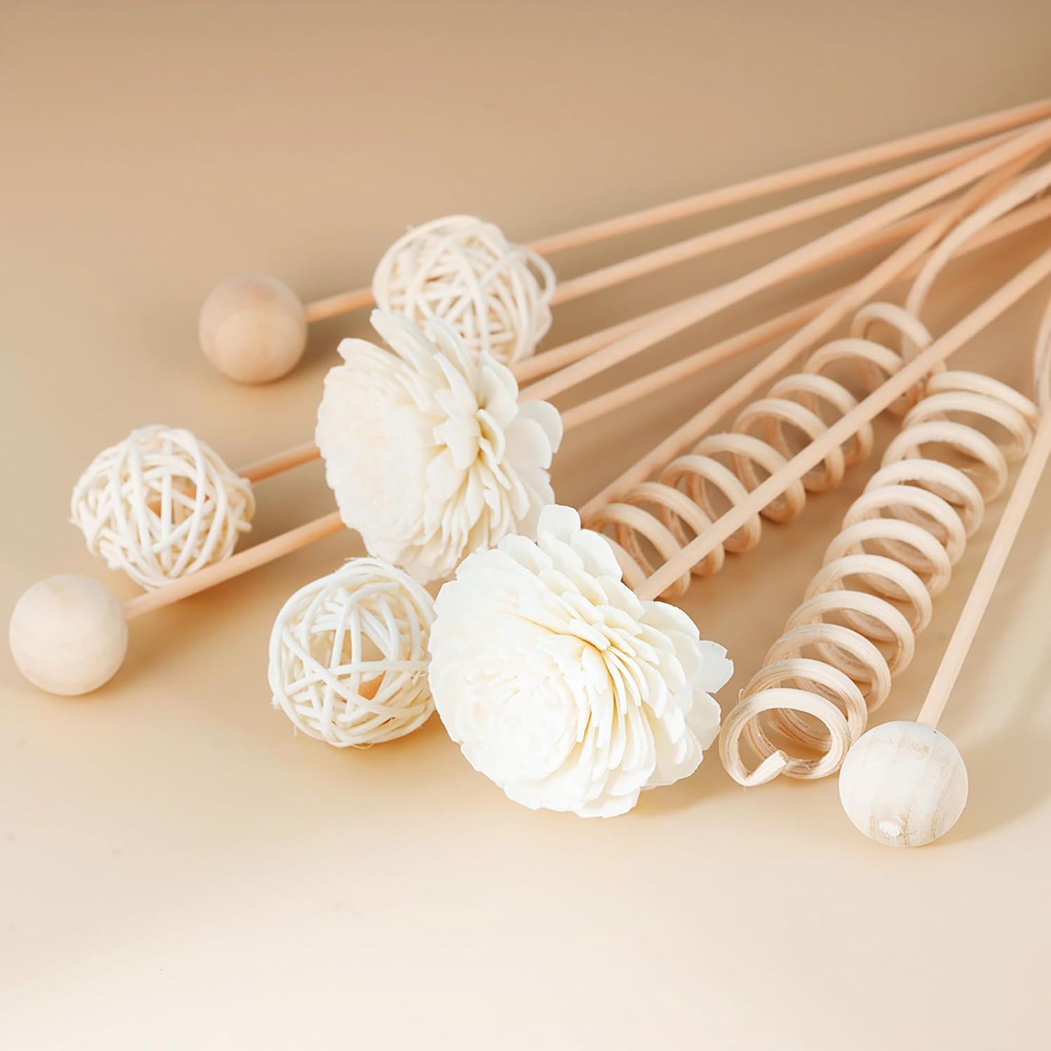 WUTAOBON 10 Inch Reed Diffuser Set 10 Pcs Natural Rattan