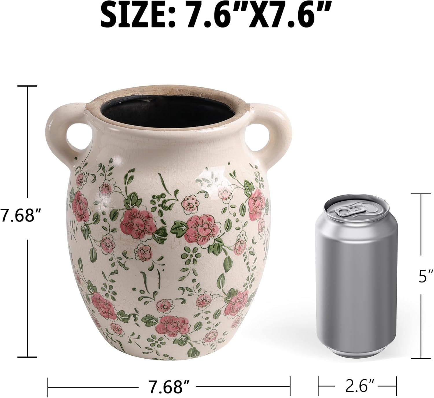 Ronasip Floral Farmhouse Ceramic Vase with Rustic Design