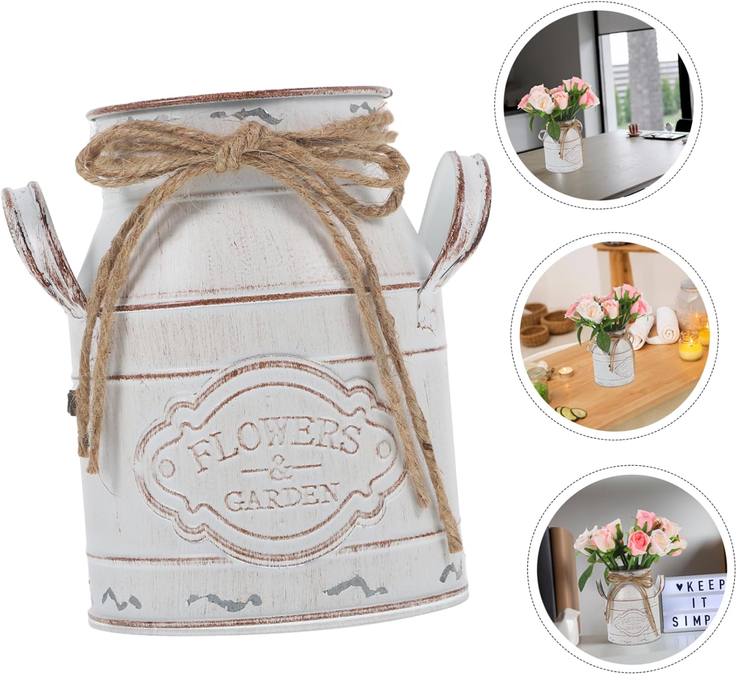 STOBAZA Rustic Metal Flower Pot for Home Farmhouse Decor