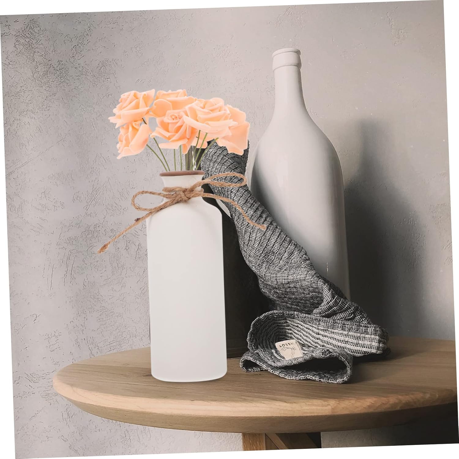 White Ceramic Round Decorative Vase for Home Decor