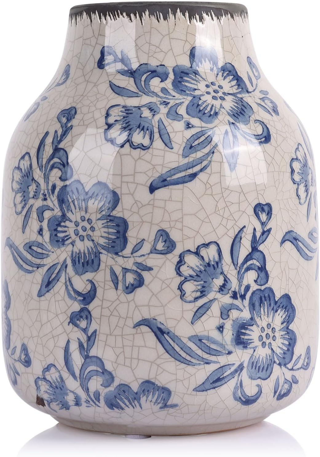 Exquisite Chinoiserie Blue and White Floral Vase 79 Inch Vintage Decor