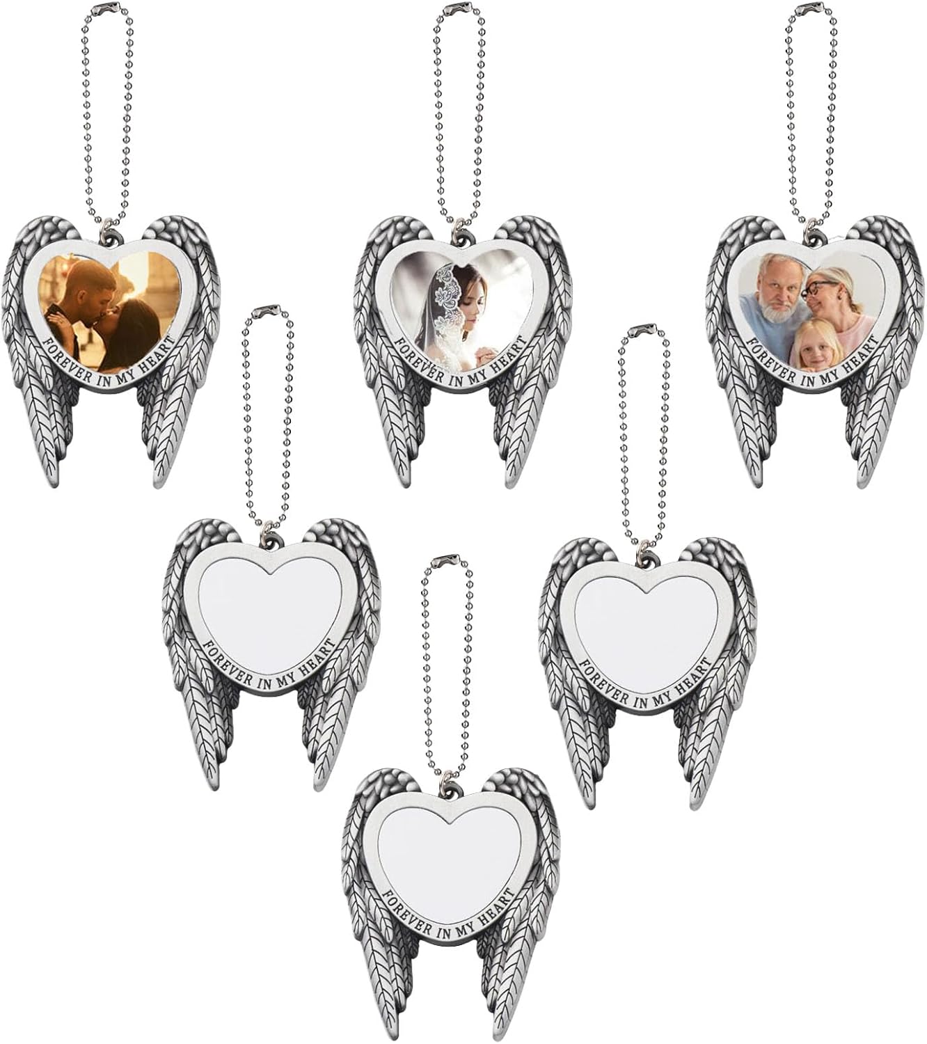 6 Piece Sublimation Angel Wing Ornament Blanks with Photo Area