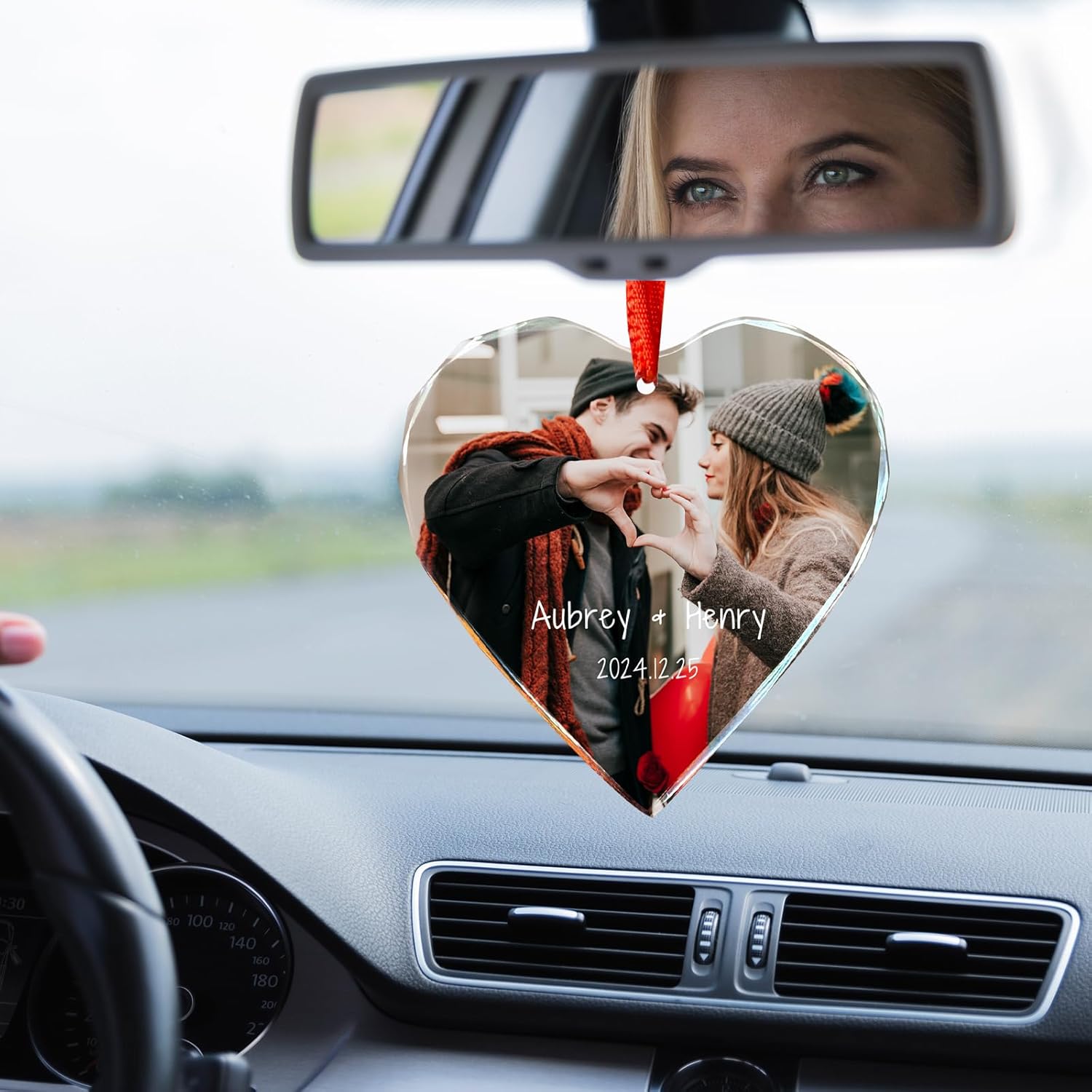 TEQUAN Personalized Crystal Photo Ornament - Custom Picture Heart Decoration