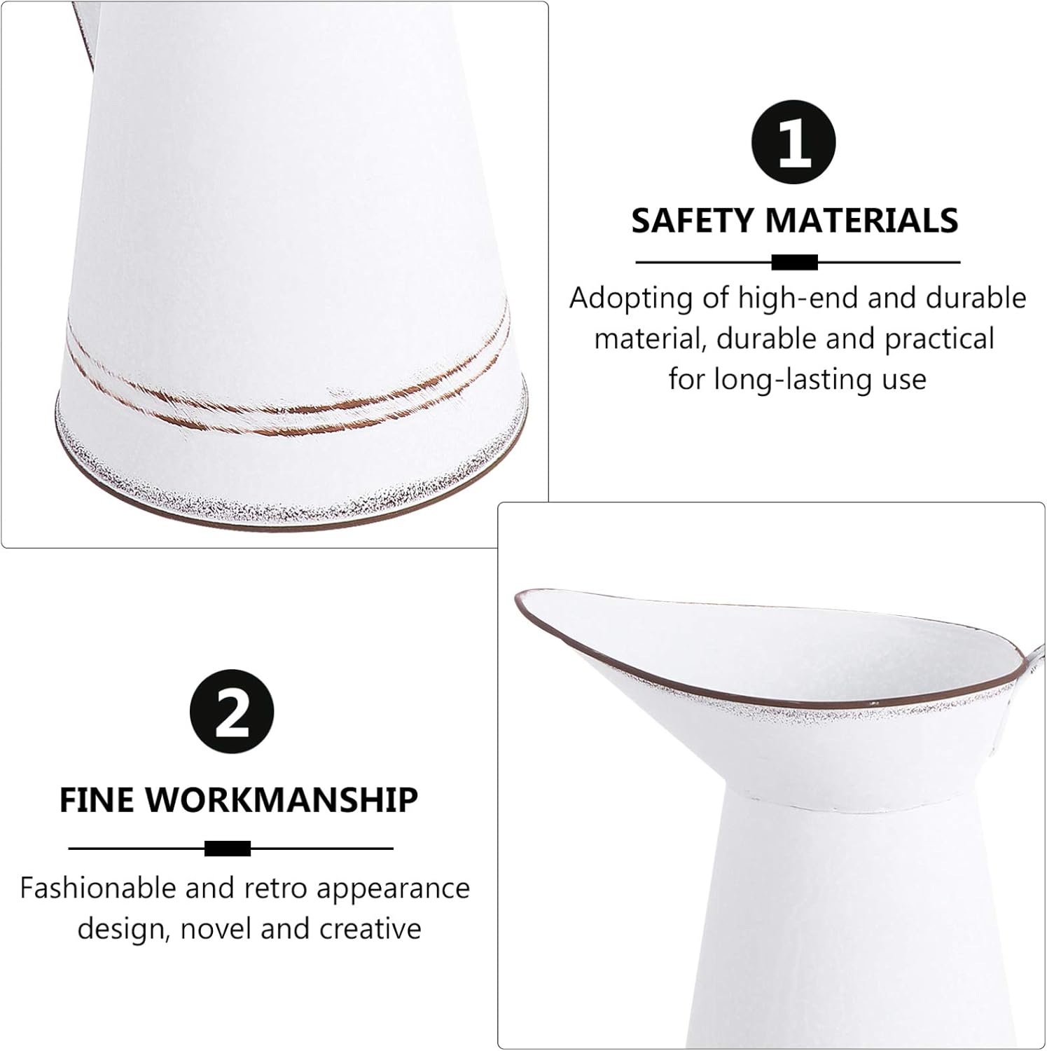 GANAZONO Vintage Galvanized Jug Flower Vase Decor