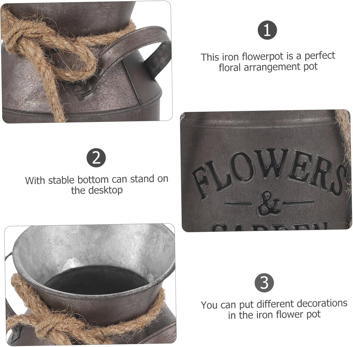 Vintage Galvanized Milk Can Decor Rustic Flower Pot