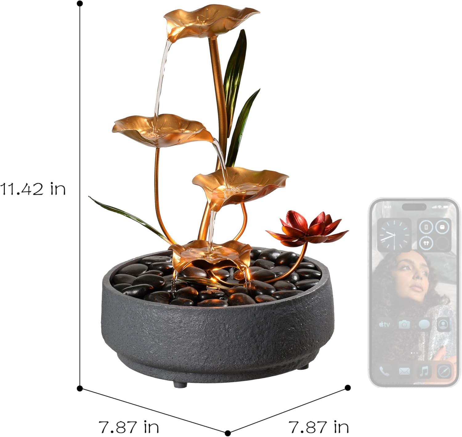 Haobos 4-Tier Lotus Desk Fountain - Indoor Zen Decor