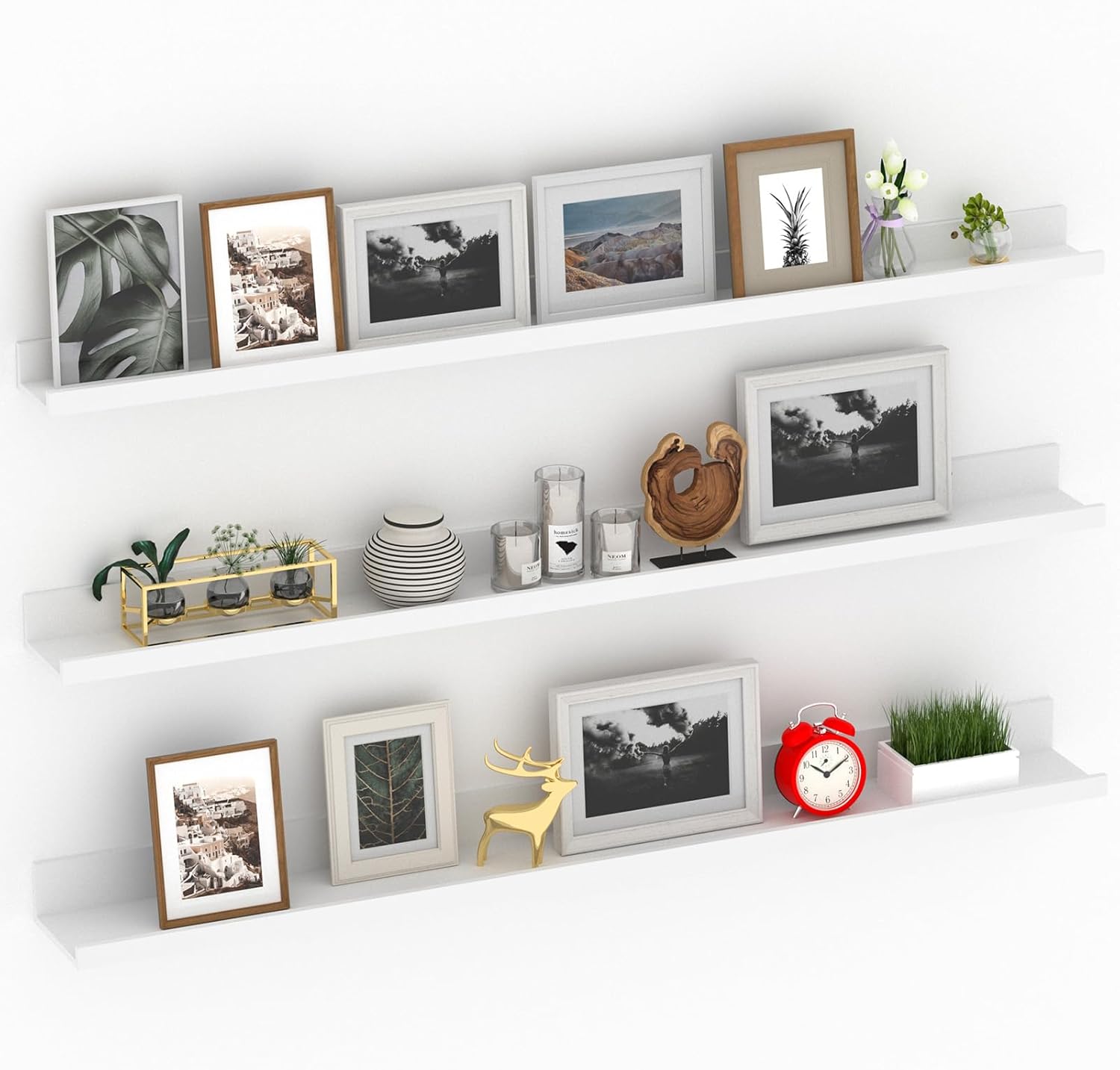 Giftgarden 47 Inch White Floating Shelves Set of 3