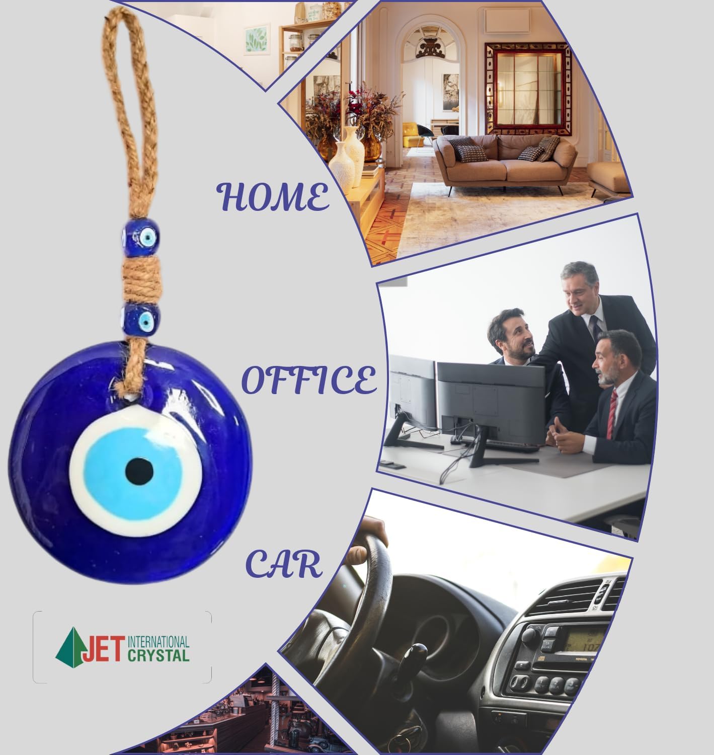 Evil Eye Wall Hanging 5 Inch Blue Glass Protection Amulet