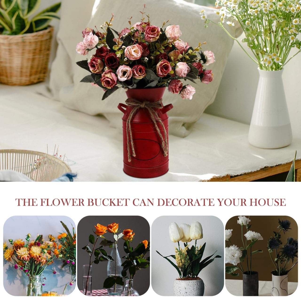 Rustic Milk Can Vase for Home Decor