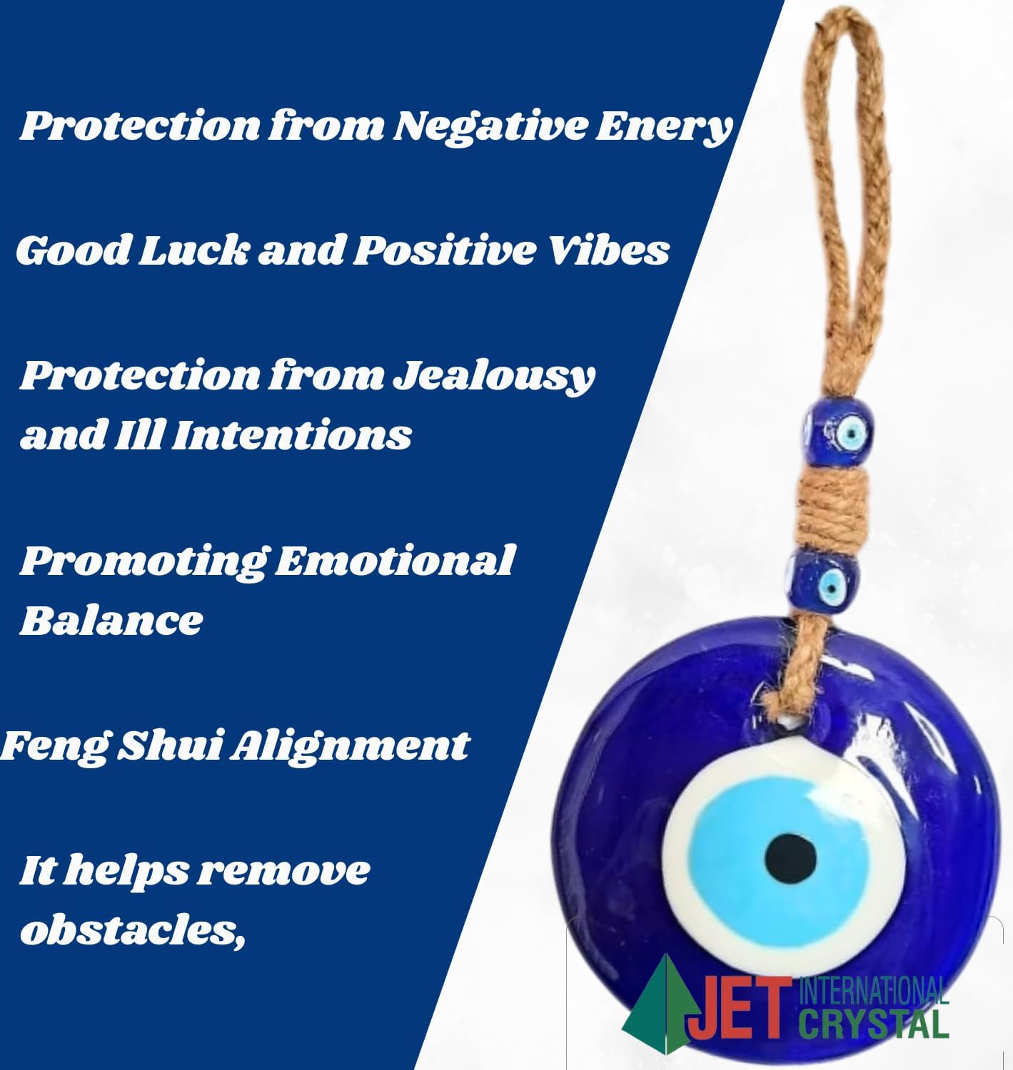 Evil Eye Wall Hanging 5 Inch Blue Glass Protection Amulet