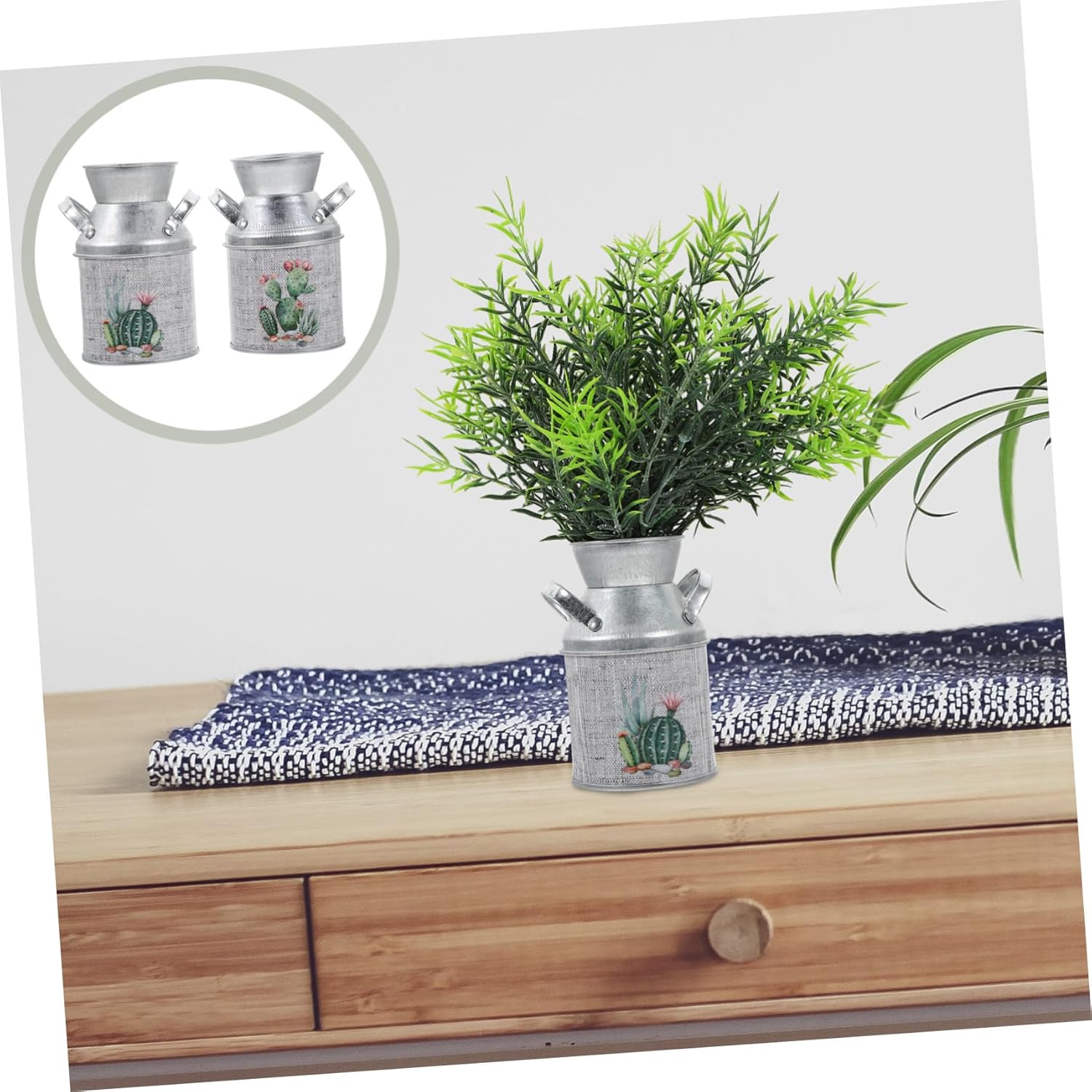 2Pcs Rustic Flower Vase Vintage Metal Plant Pot for Farmhouse Decor