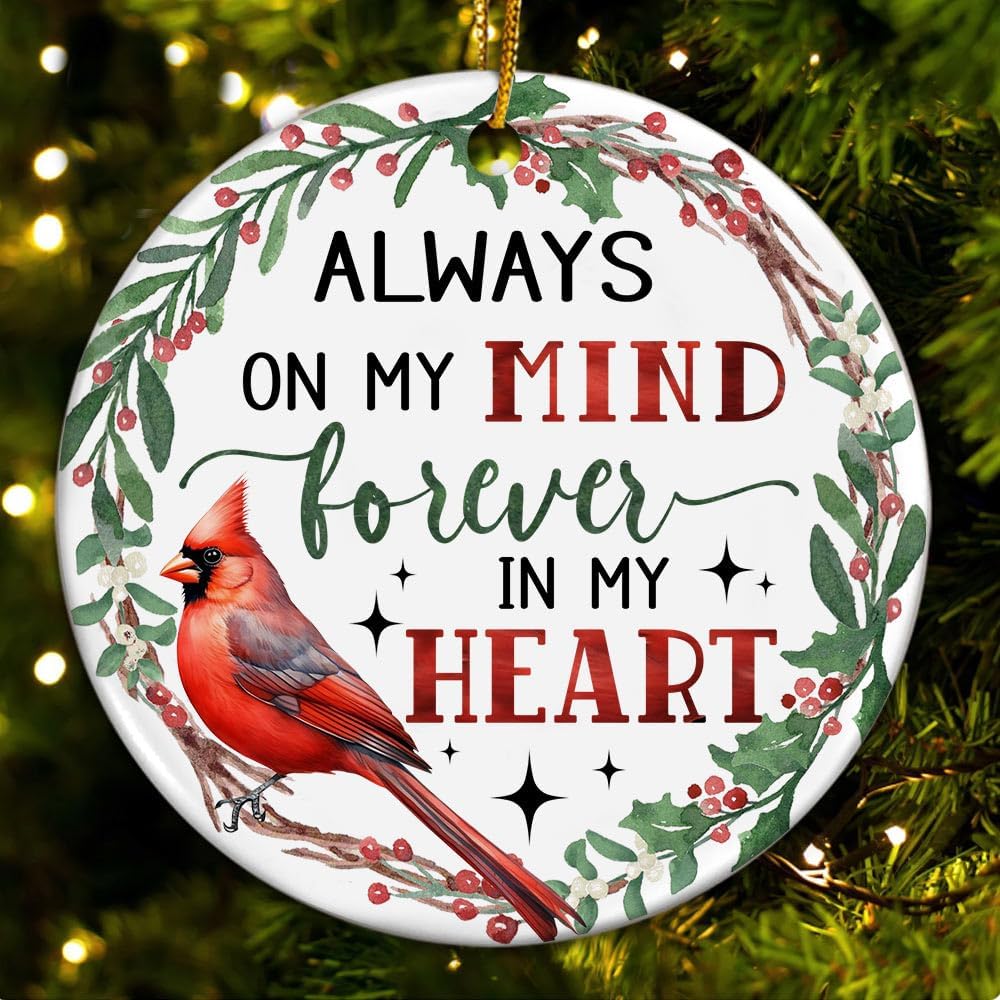 Memorial Ornament with Heartfelt Message - Christmas Red Cardinal Decor