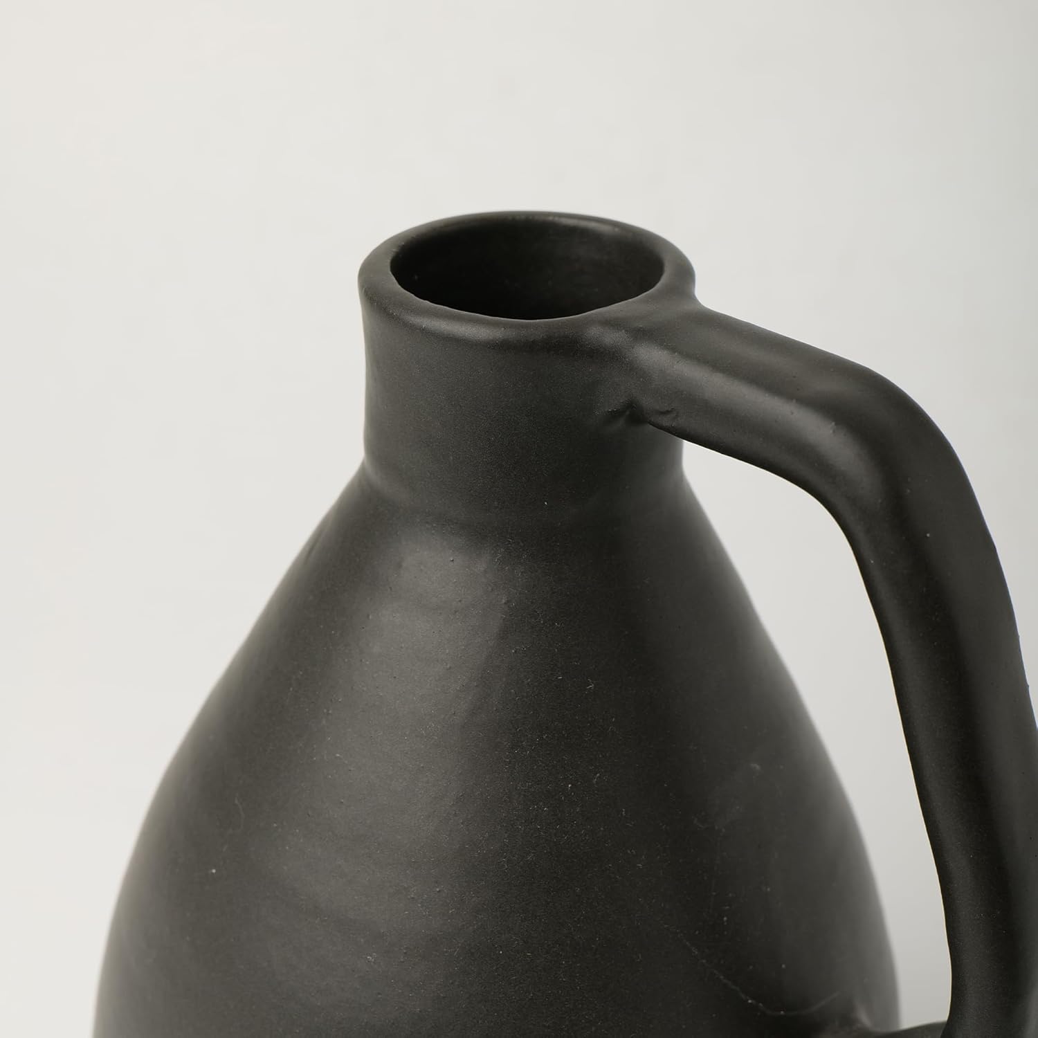 Matte Black Ceramic Pitcher with Handle