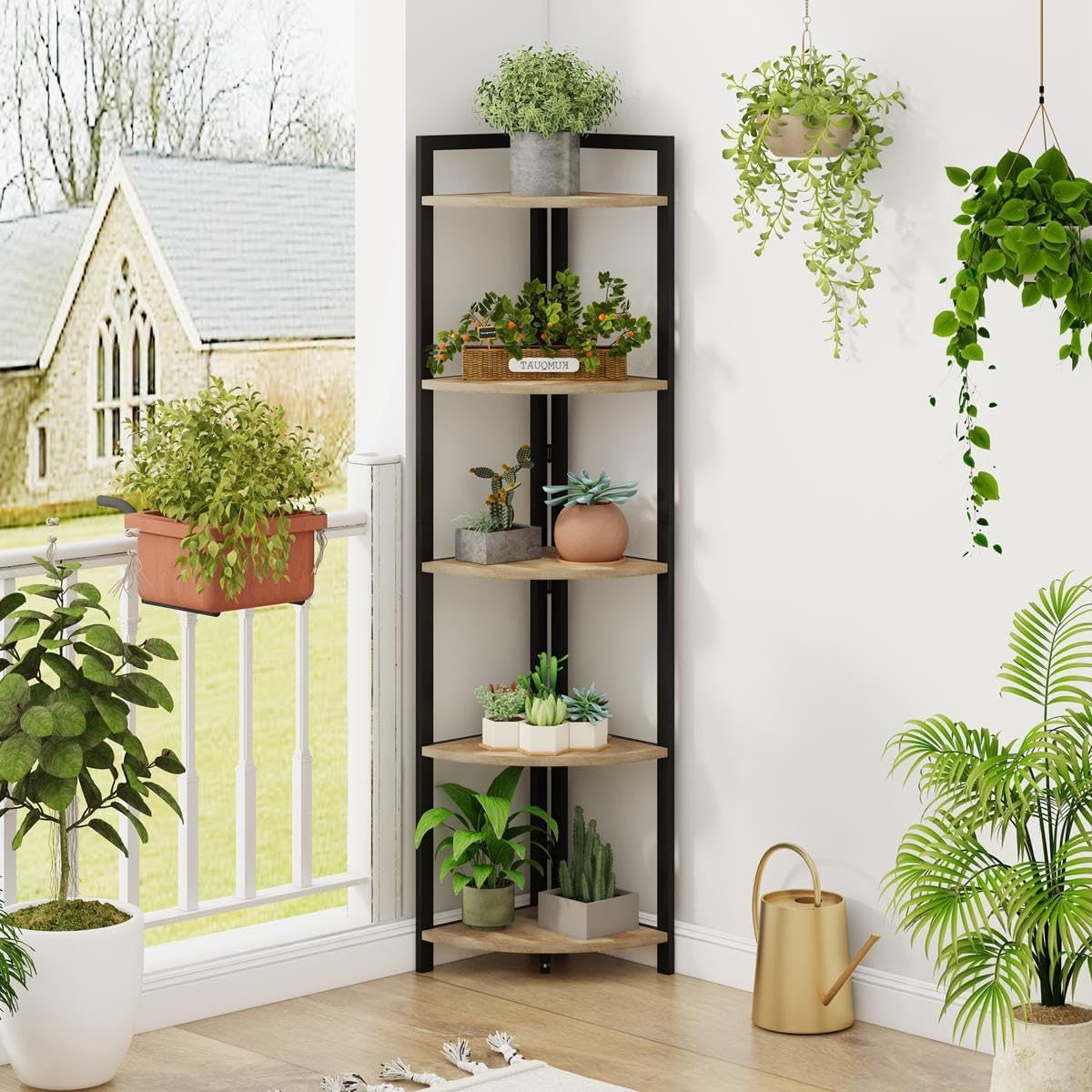 FATORRI Tall Corner Shelf with 5 Tiers