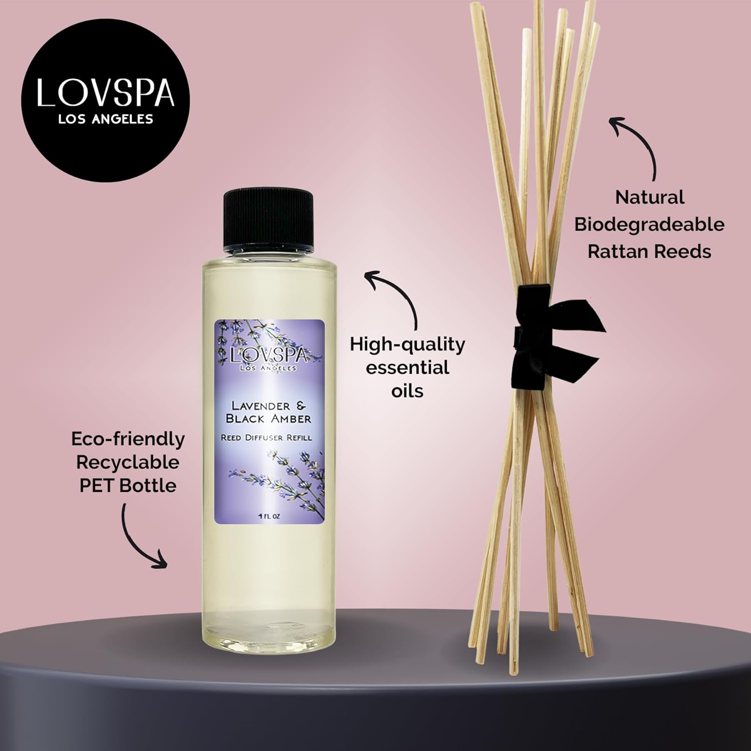 LOVSPA Lavender Black Amber Reed Diffuser Oil Refill