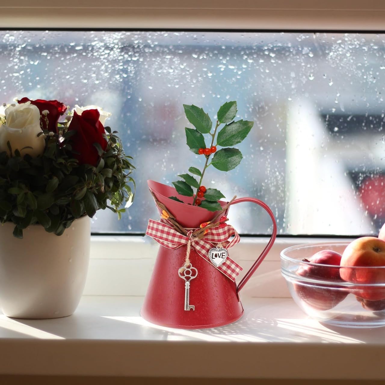 Kettle Shaped Iron Flower Vase for Home Decor