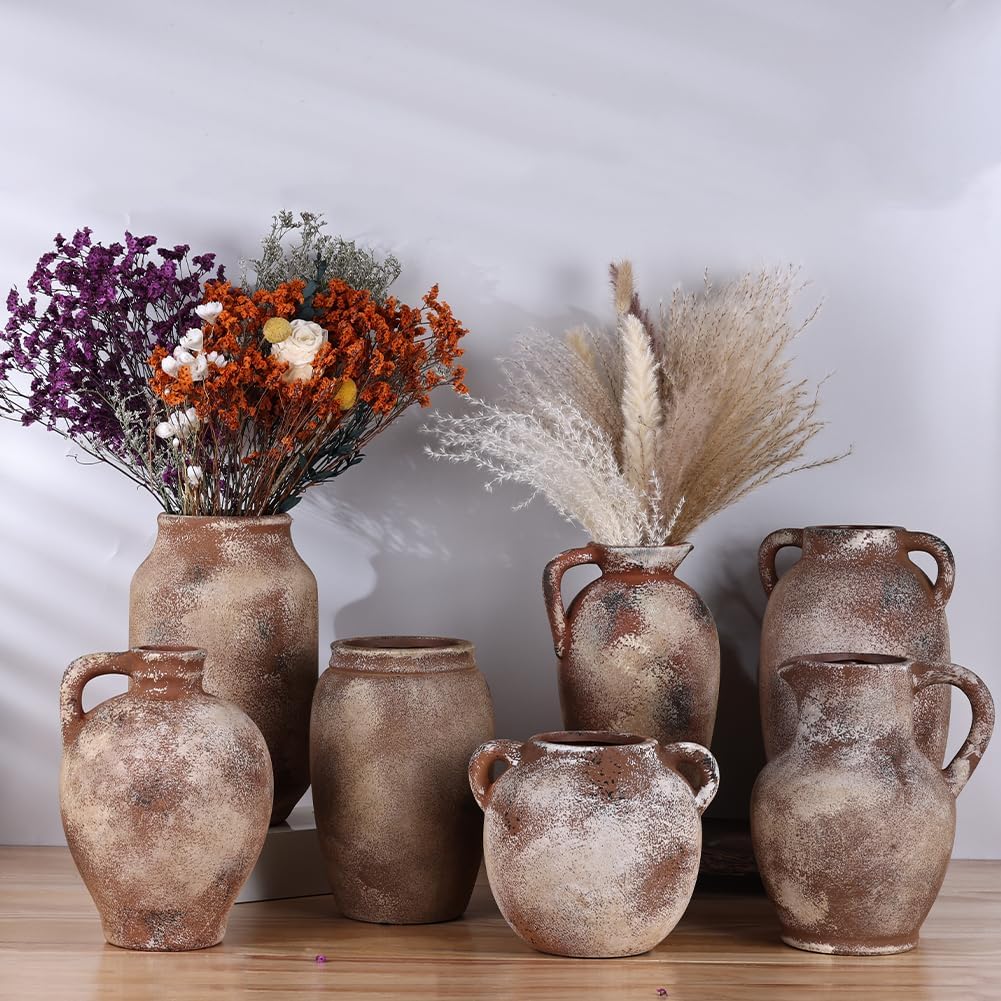 93in Rustic Terracotta Vase with Handle