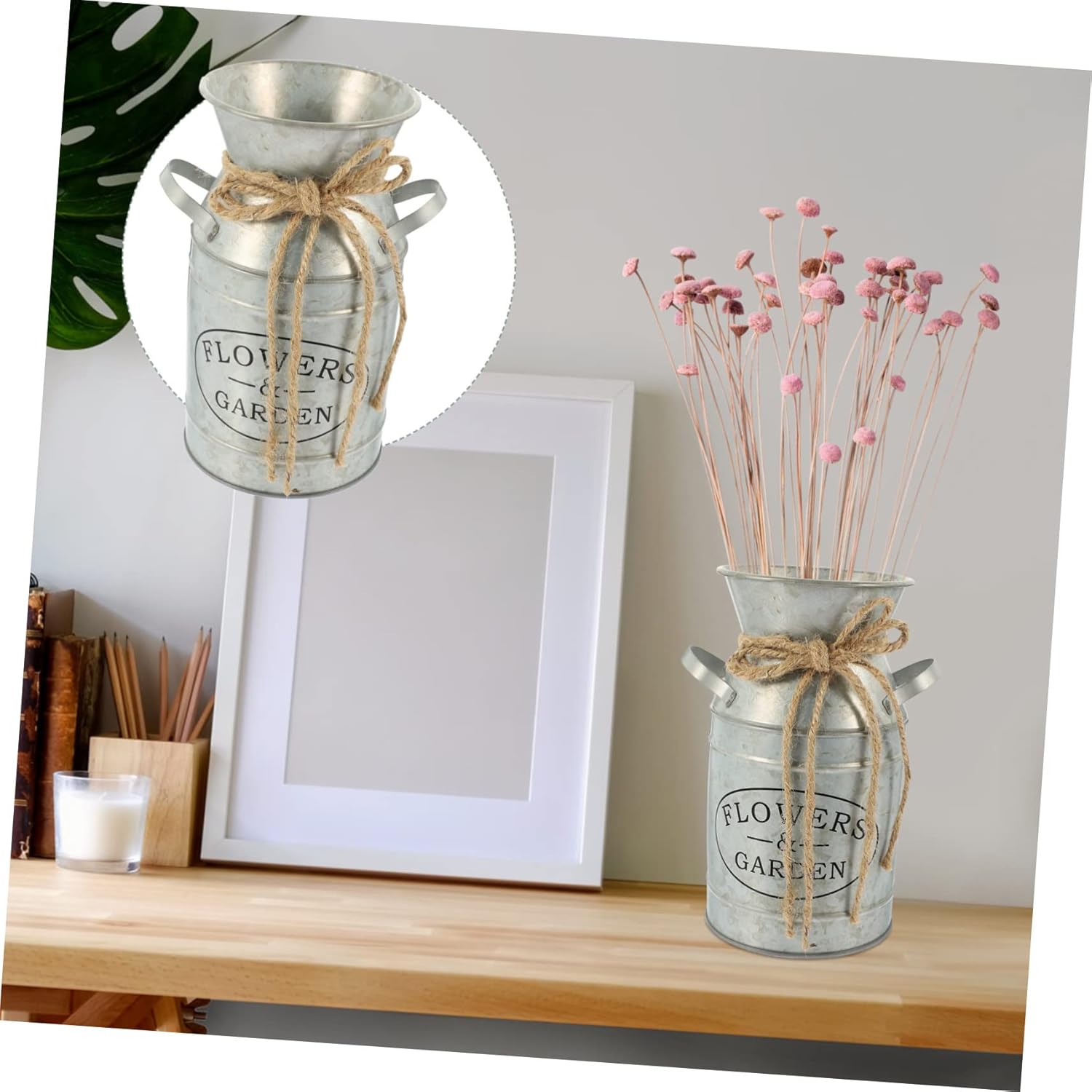 STOBAZA Vintage Metal Flower Bucket Planter for Dried and Fresh Flowers