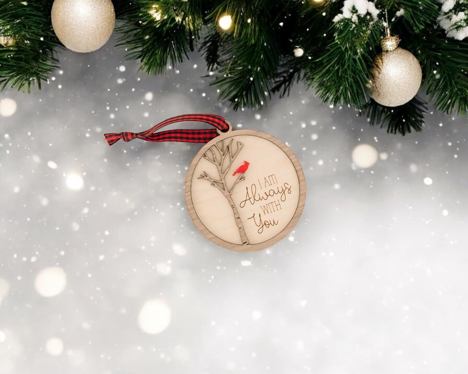 AXAHUHA Cardinal Memorial Christmas Ornament with Always with You Engraving