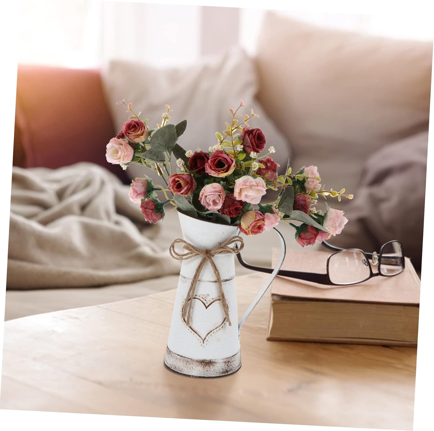 STOBAZA Metal Heart Shaped Vase Rustic Bucket Decor