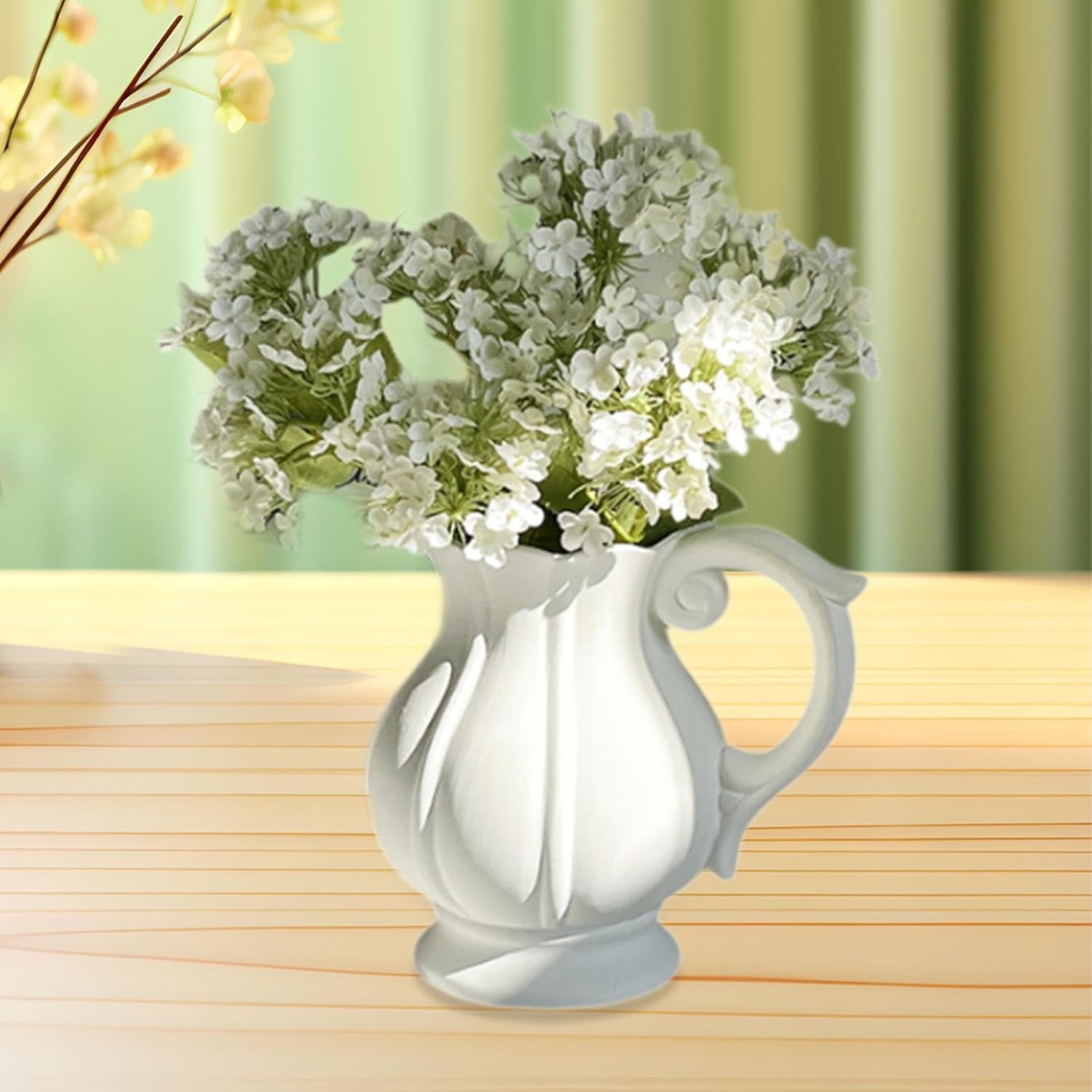 Fenteer Ceramic Flower Vase Jug Pitcher Decorative Vase for Home and Cafe