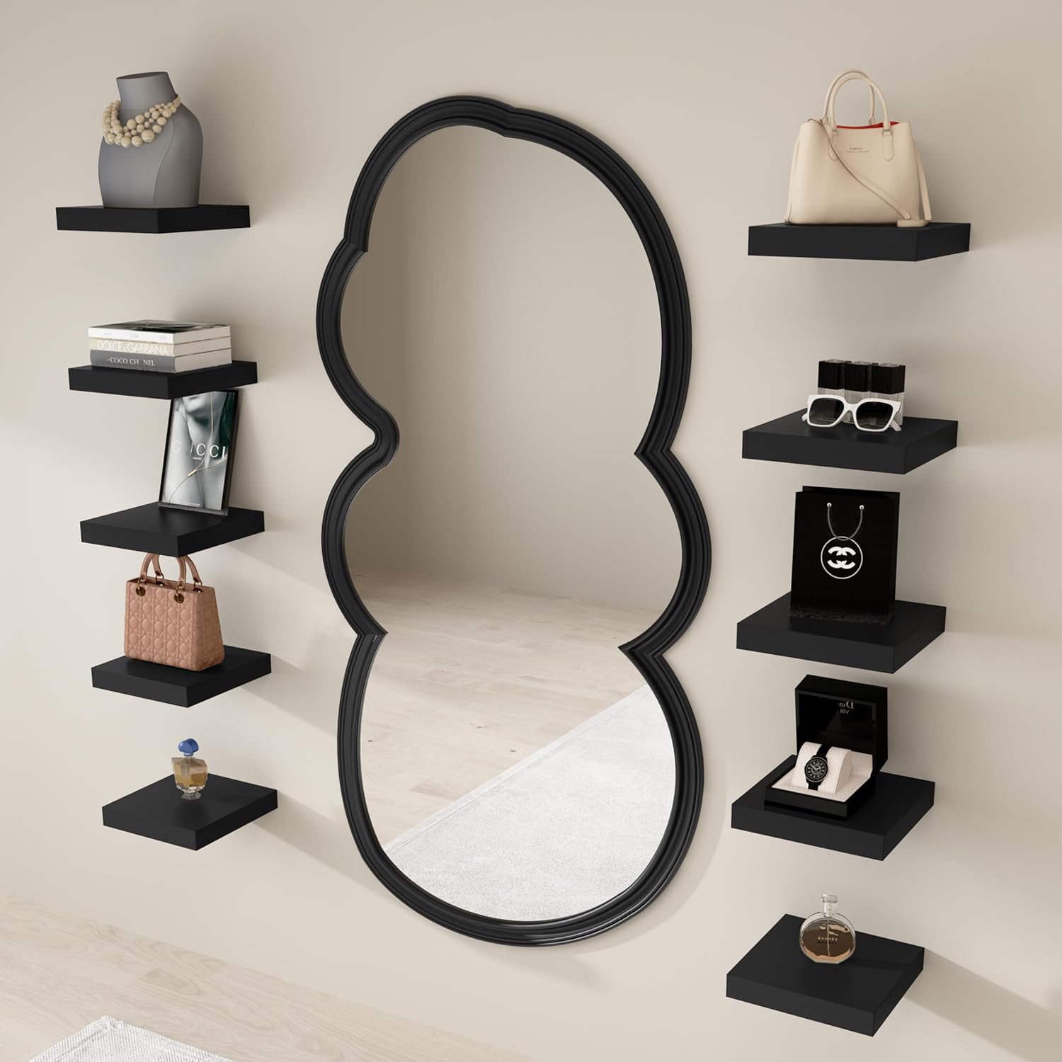 WELLAND 9 14 Inch Black Floating Shelves for Wall