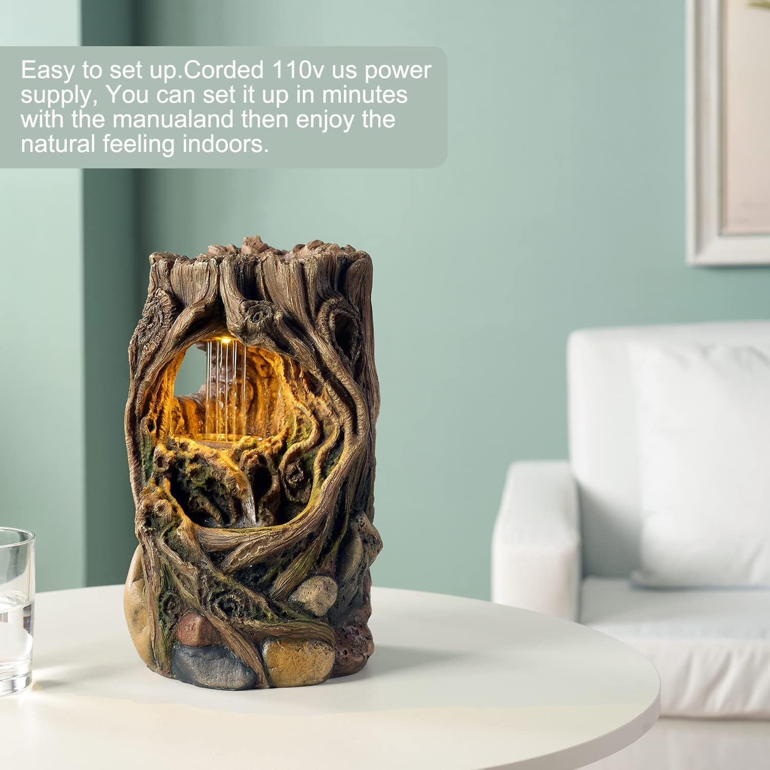 Kalona Tabletop Fountain with Artistic Stump Design