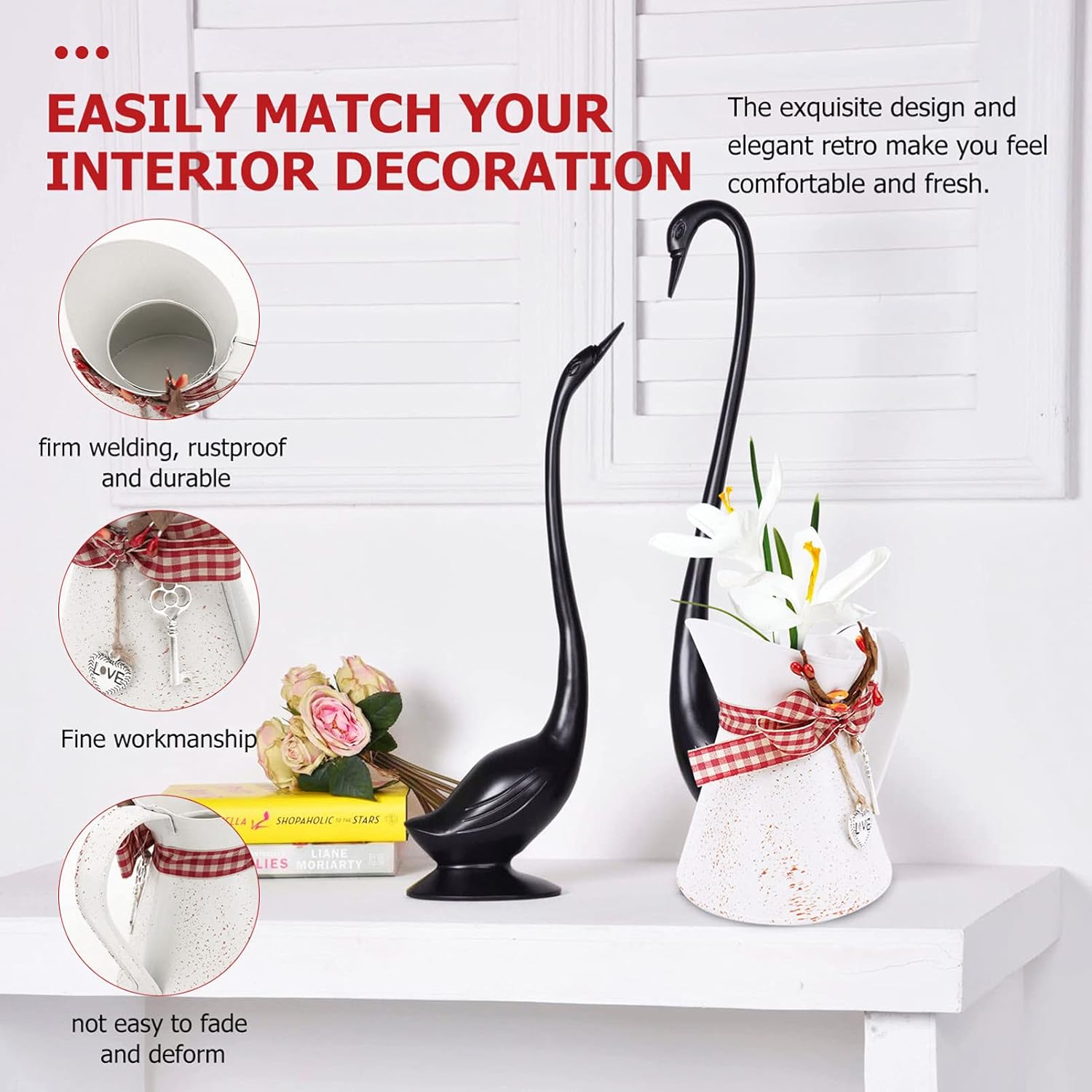 Happyyami Rustic Metal Vase with Handle