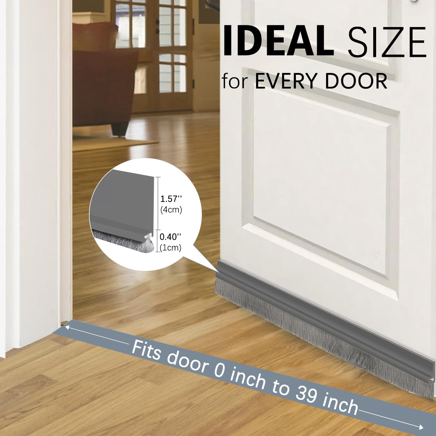 2 Pack Under Door Draft Stoppers with Brush Grey