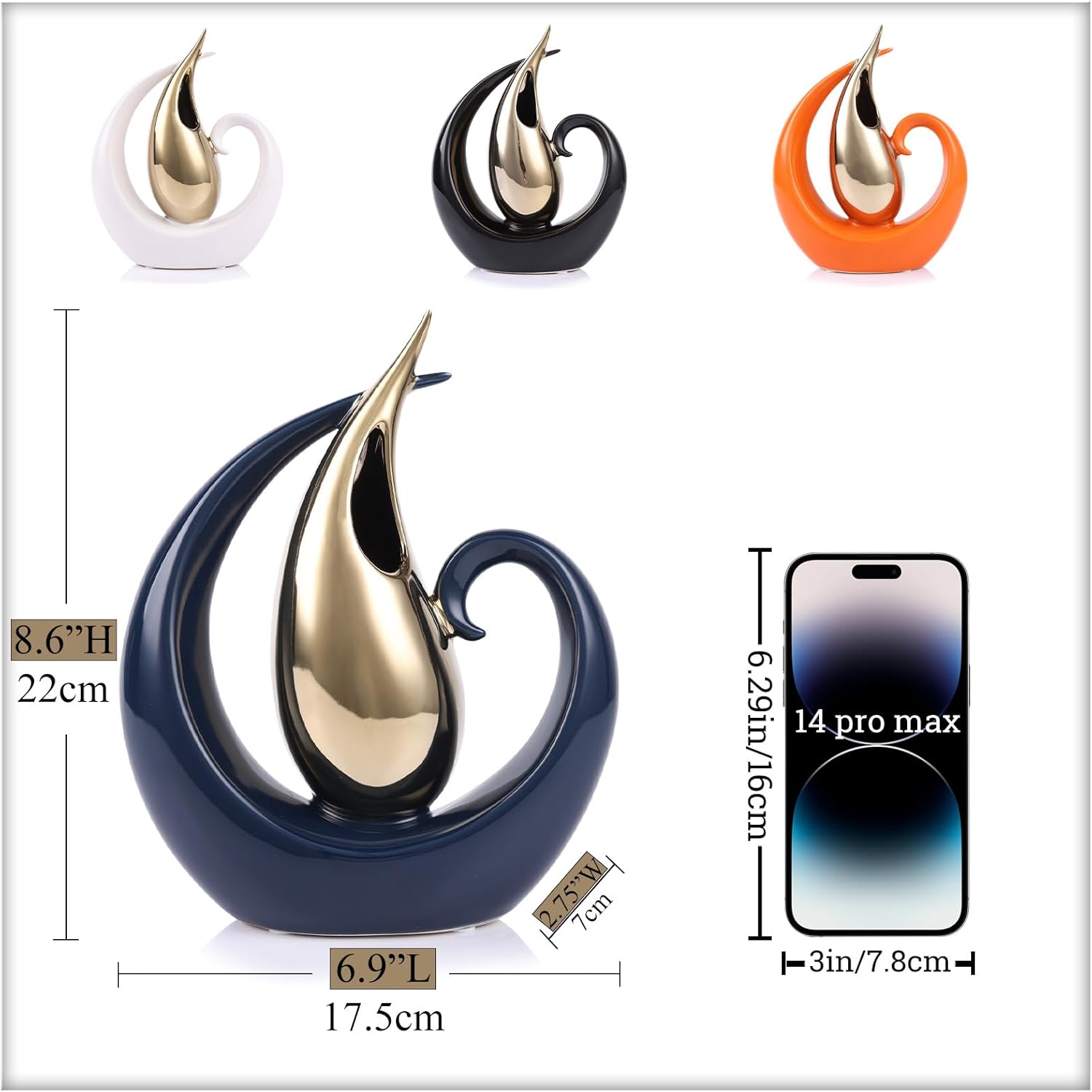 Modern Ceramic Vase Gold and White Decor