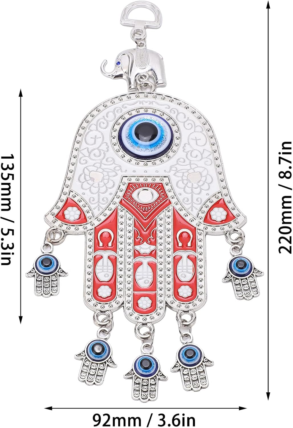 Blue Evil Eye Hamsa Hand Wall Hanging for Protection and Decoration