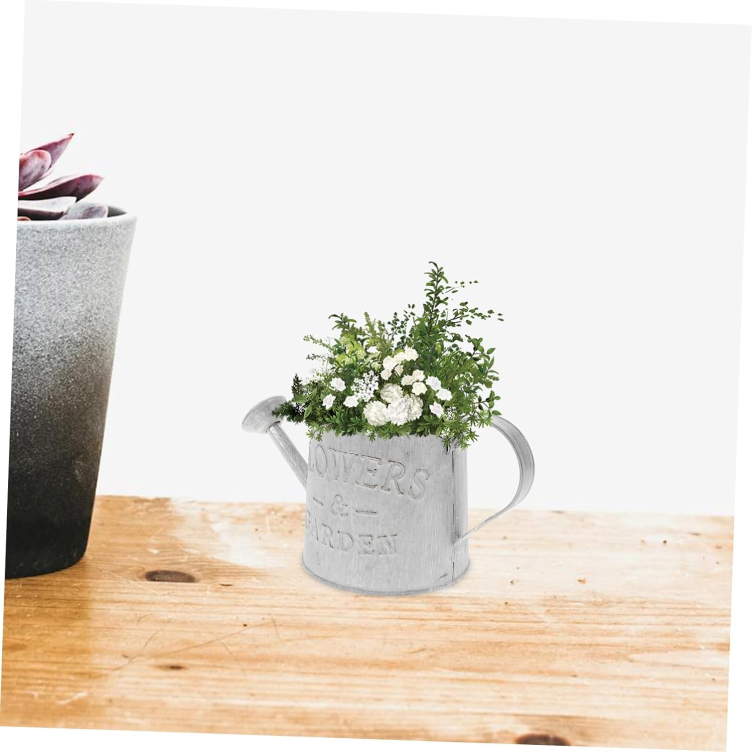 3pcs Vintage Galvanized Metal Flower Vase Watering Can Plant Holder