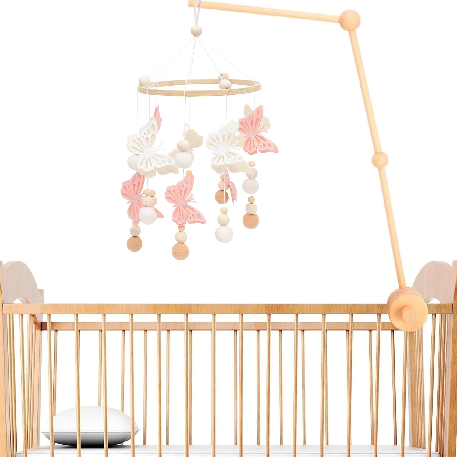 RSOLIET Crib Girl Butterfly Charm Pink Off-White Ornament