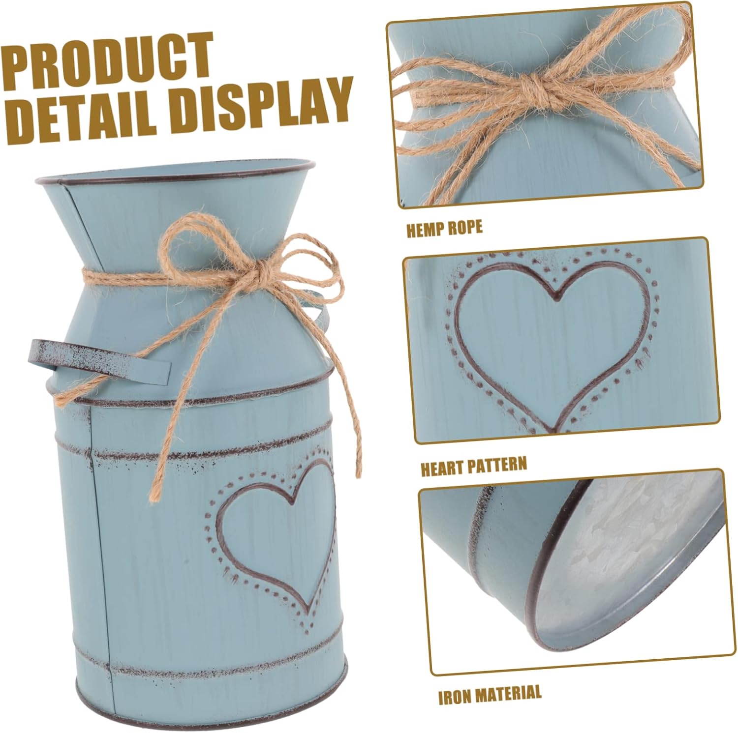 Rustic Vintage Iron Flower Vase Decor for Home Office