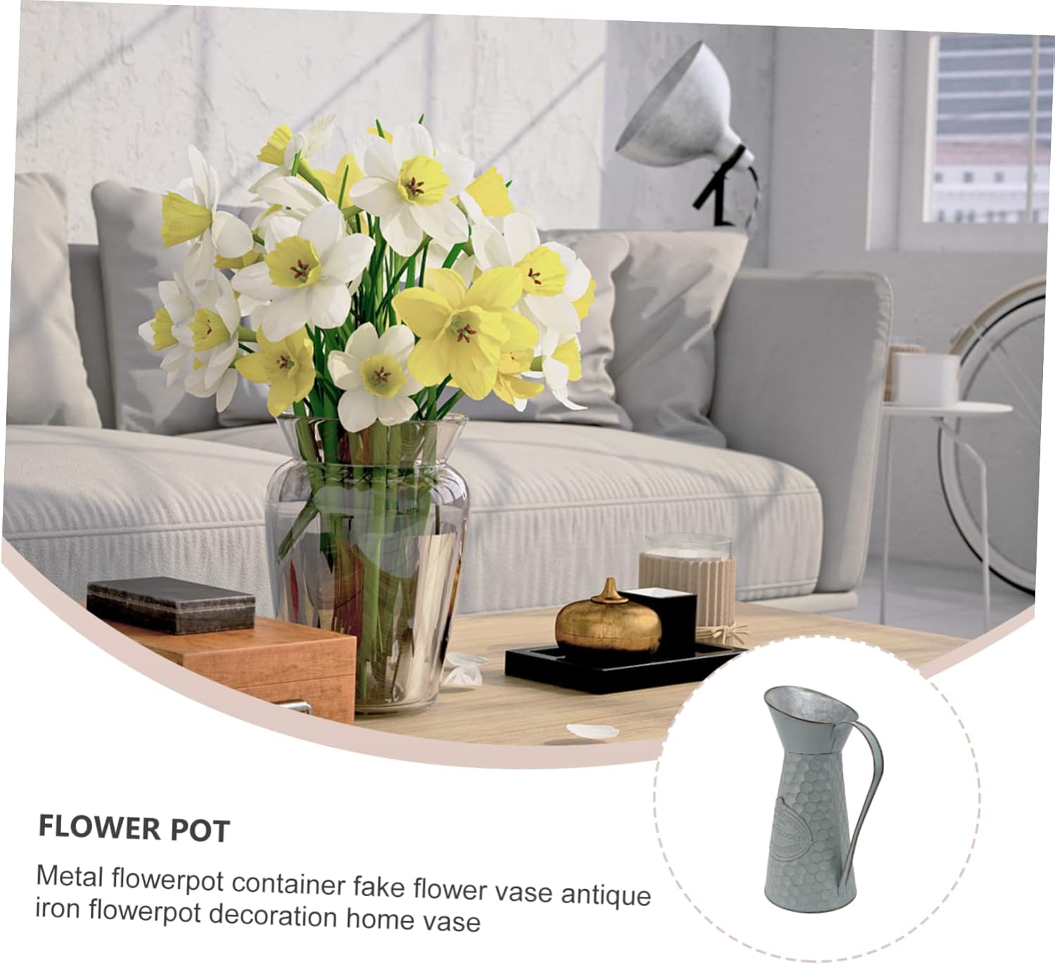 STOBAZA Antique Iron Flower Pot Decorative Vase for Home Decor Chic Style