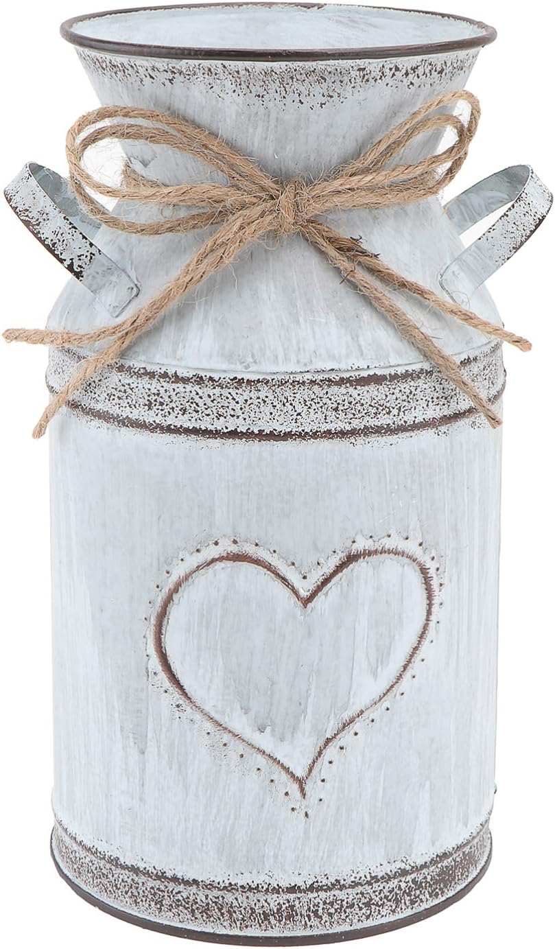 Vintage Tin Vase for Flowers - Rustic Heart Shaped Decor