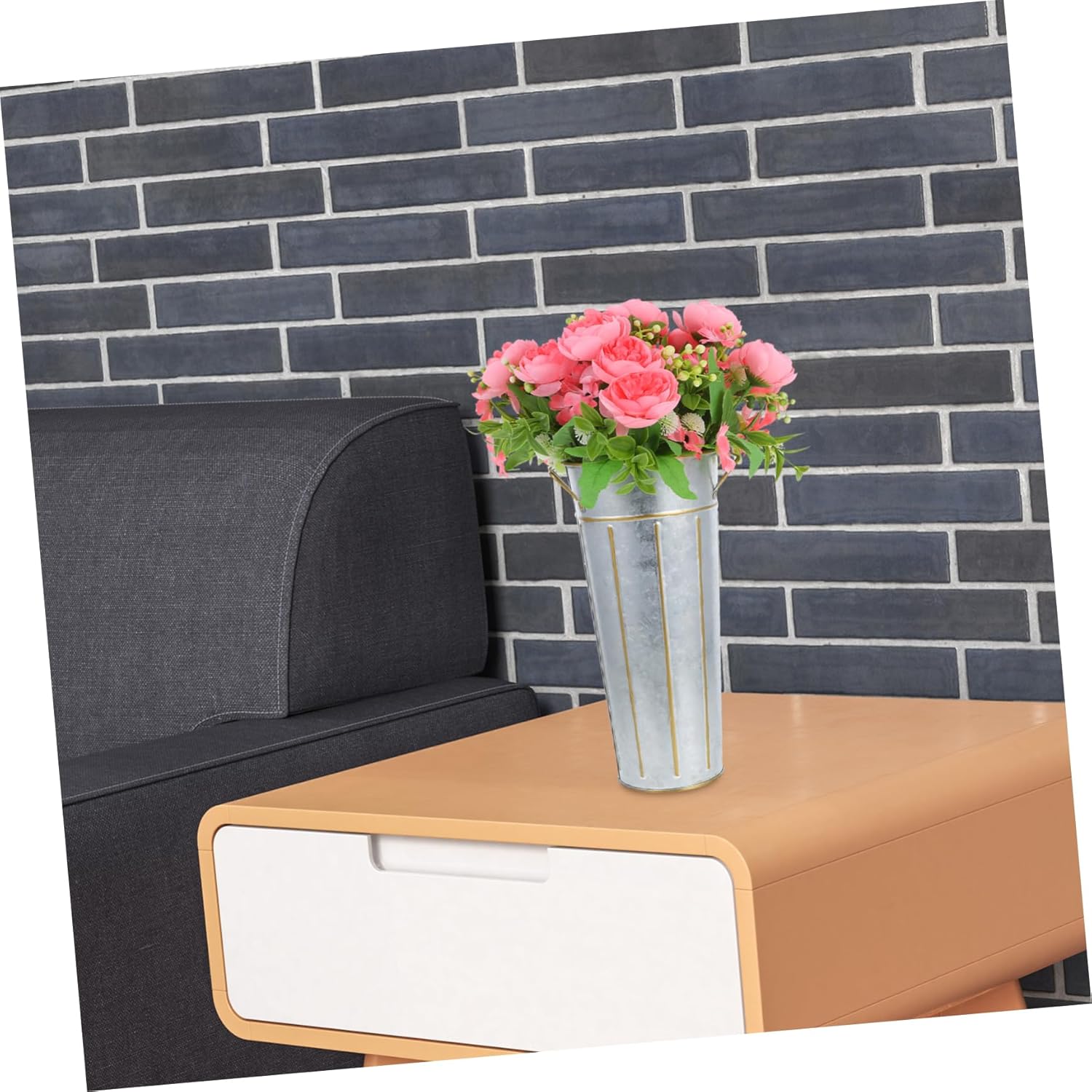 Vintage Iron Flower Arrangement Vase Rustic Decor